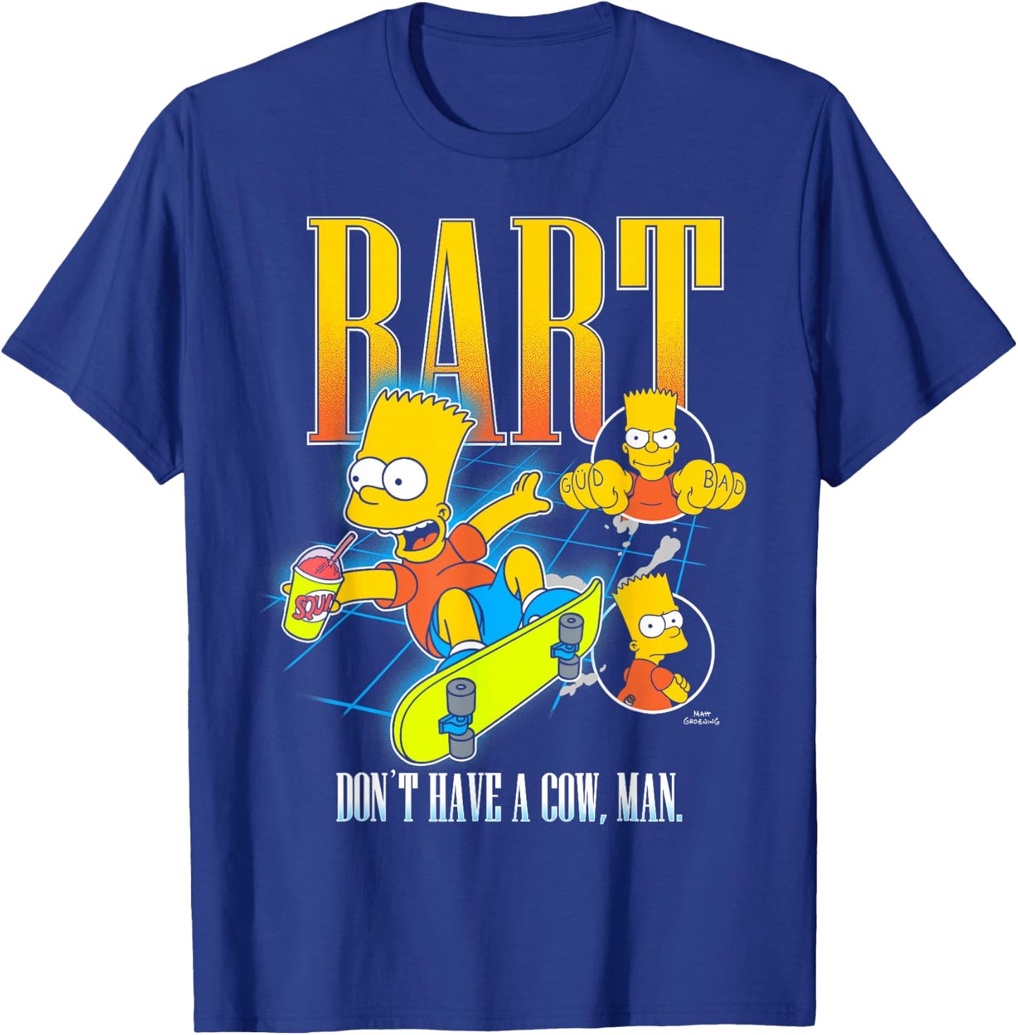 The Simpsons Bart Don't Have A Cow Man Skateboarding Montage T-Shirt - T-Shirt | Royal