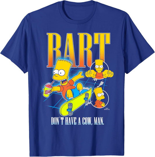 The Simpsons Bart Don't Have A Cow Man Skateboarding Montage T-Shirt - T-Shirt | Royal