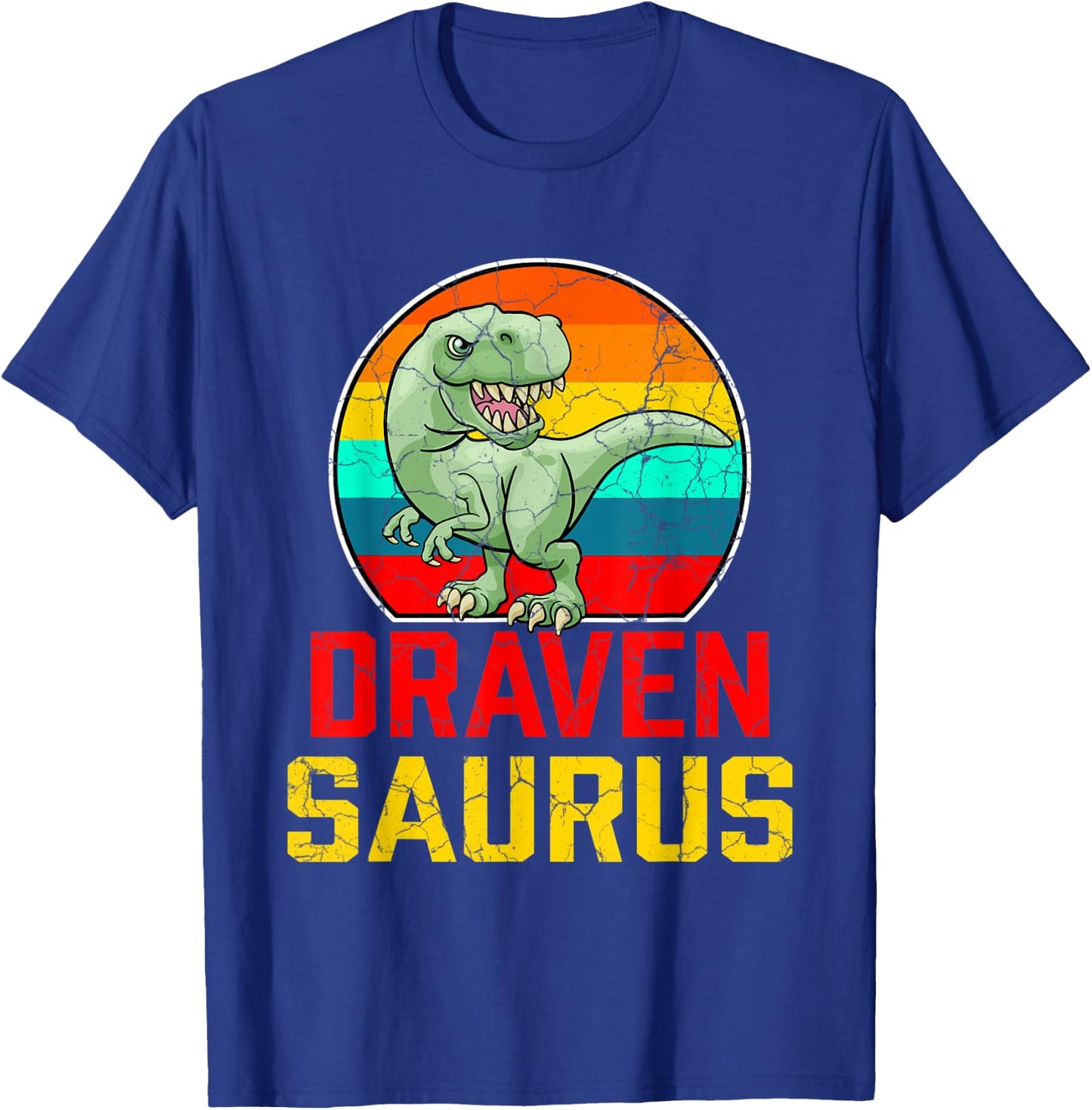 Draven Saurus Family Reunion Last Name Team Funny Custom T-Shirt - T-Shirt | Royal