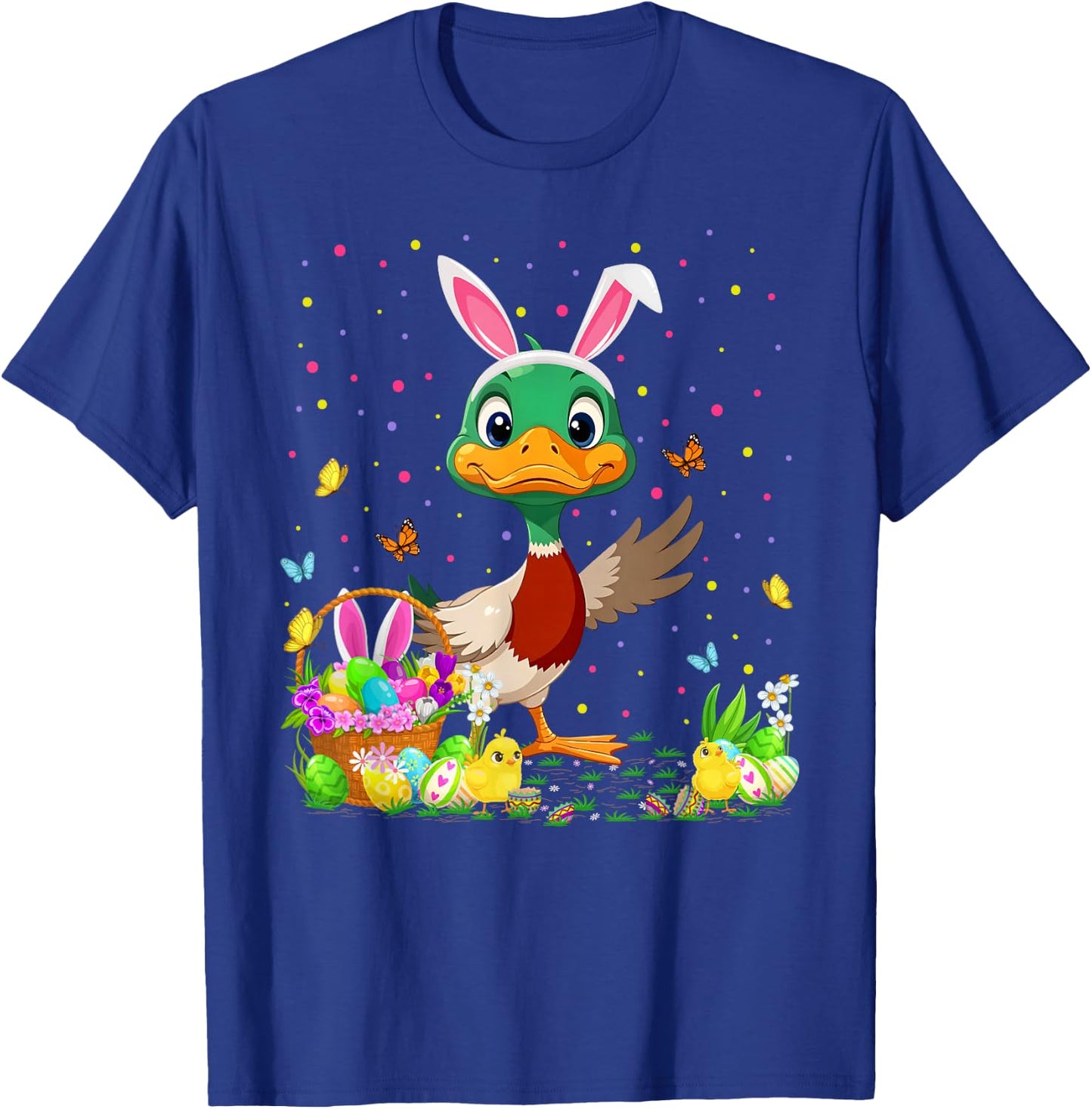 Duck Easter Egg Hunt Bunny Ear Duck Happy Easter T-Shirt - T-Shirt | Royal