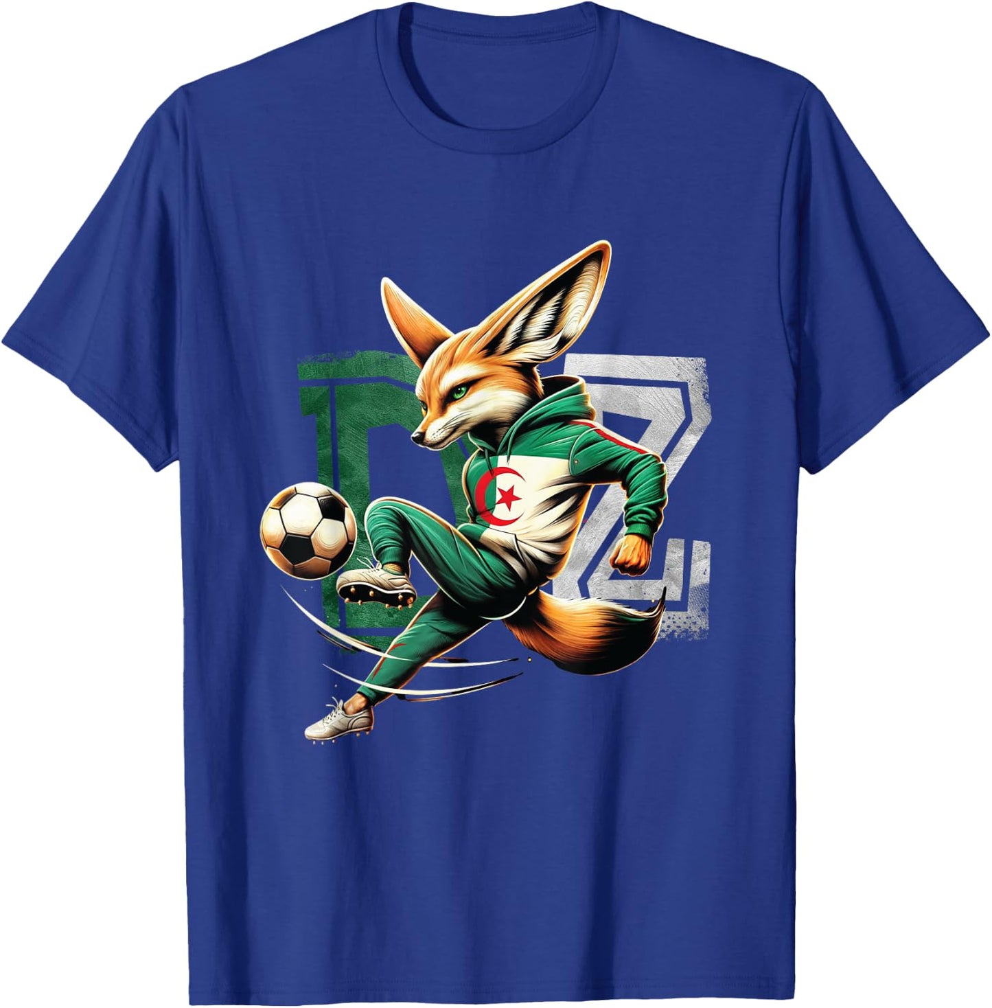 Fennec Algerian Flag Football Gift Jersey Dz , Black, S T-Shirt - T-Shirt | Royal