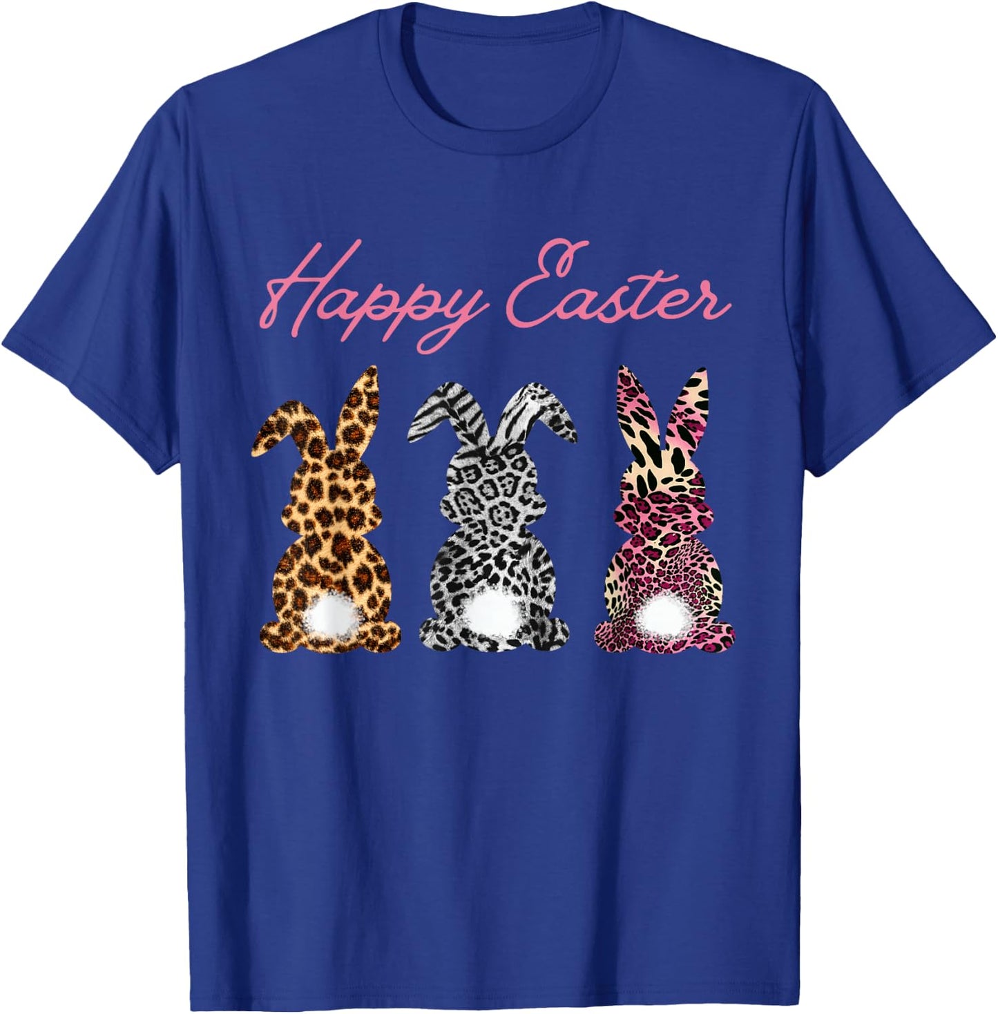 Happy Easter Rabbit Leopard Print T Shirt, black T-Shirt - T-Shirt | Royal