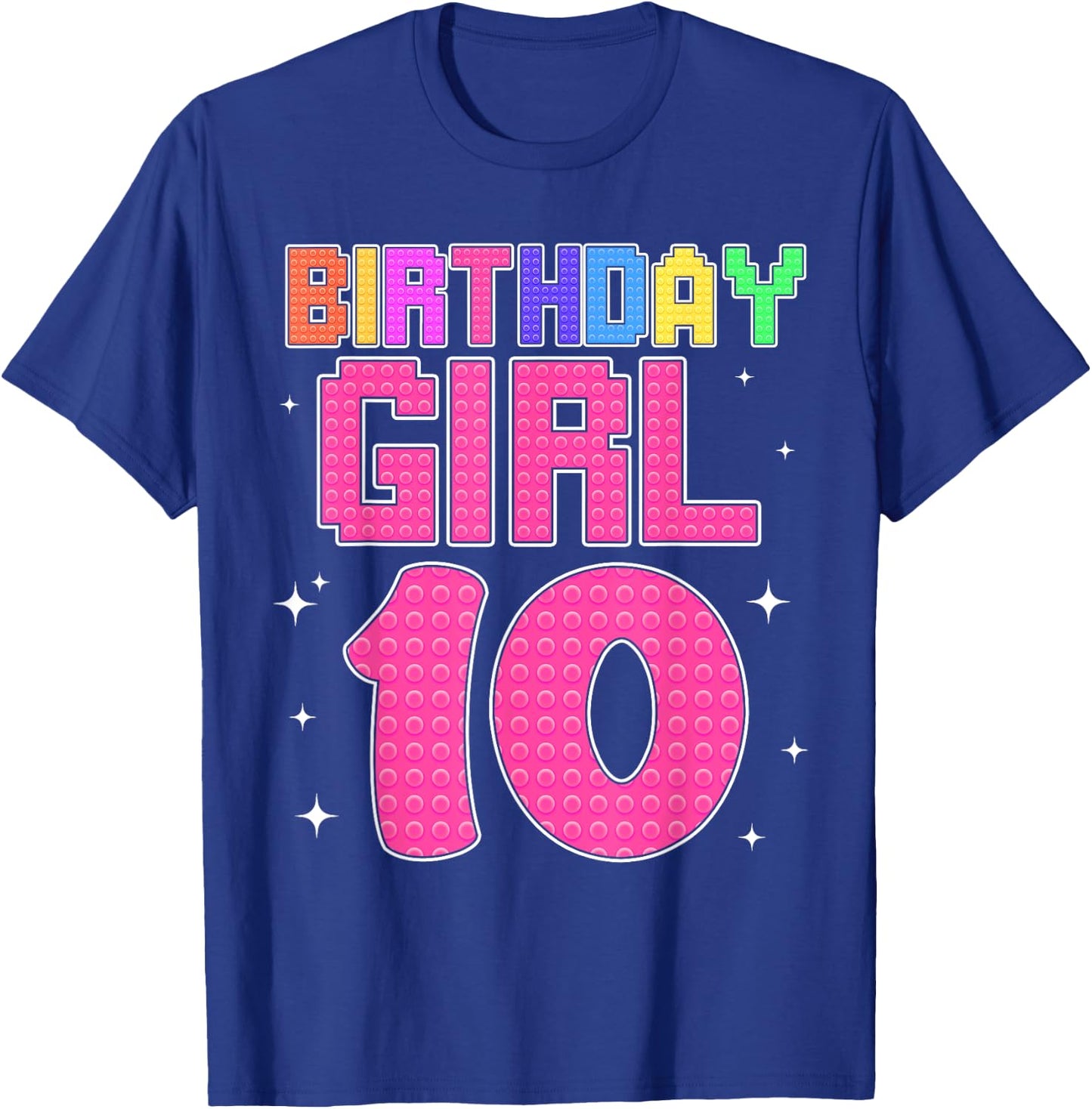 10th Birthday Girl Master Builder 10 Year Old Block Building T-Shirt - T-Shirt | Royal