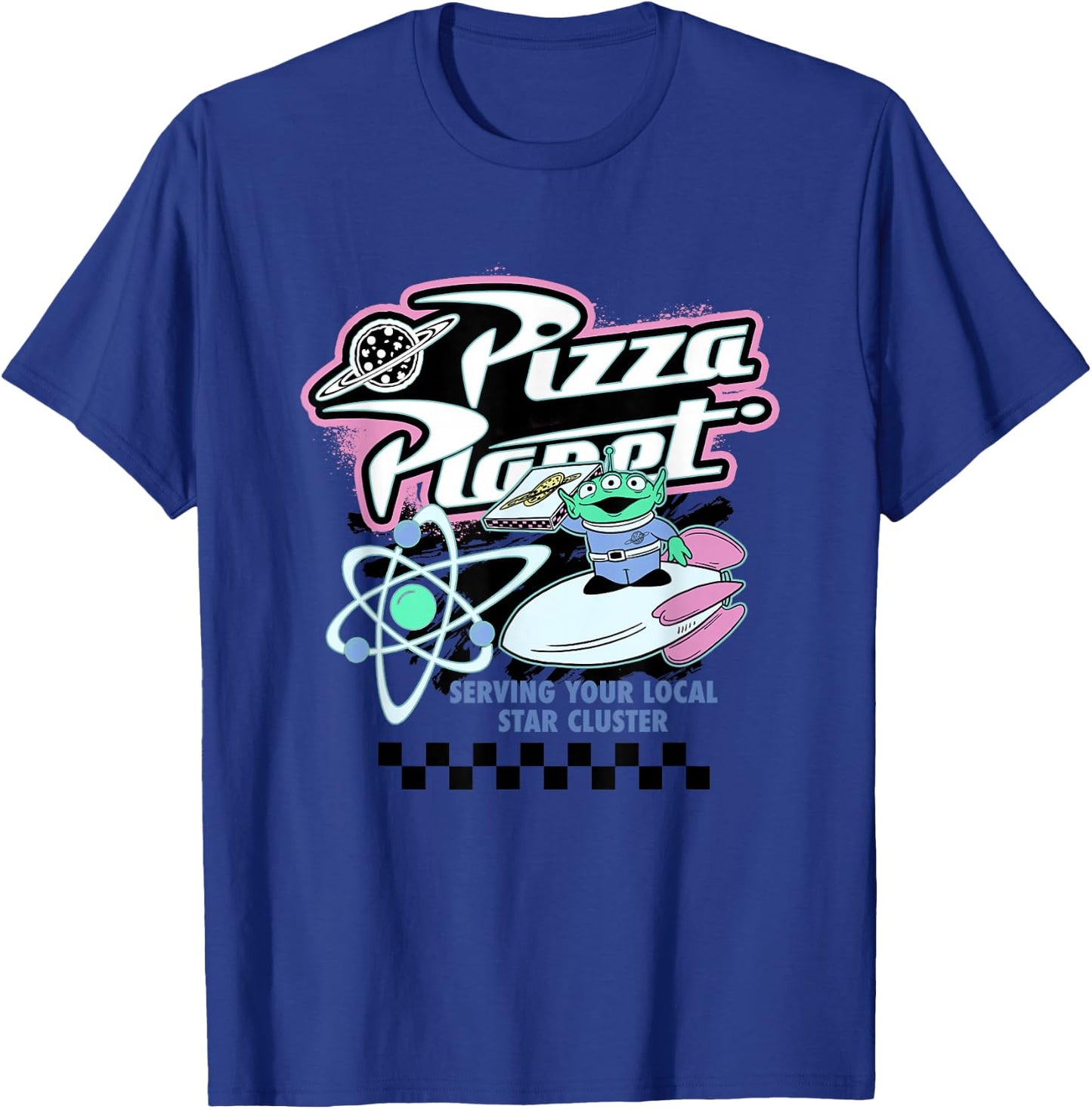 Disney Pixar Toy Story Pizza Planet Retro Neon Retro Poster T-Shirt - T-Shirt | Royal