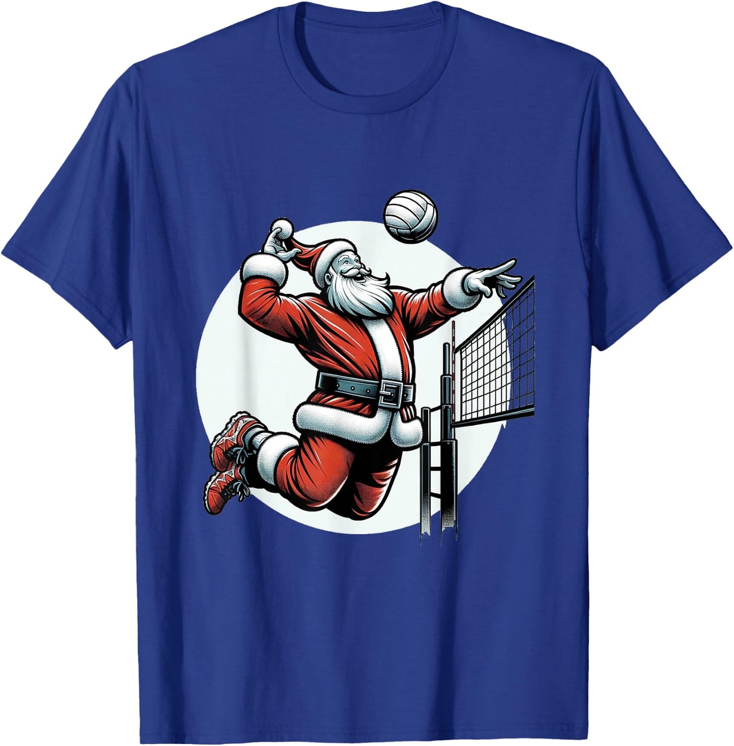 Volleybal Santa Claus Playing Volleybal Spiking Over The Net T-Shirt - T-Shirt | Royal