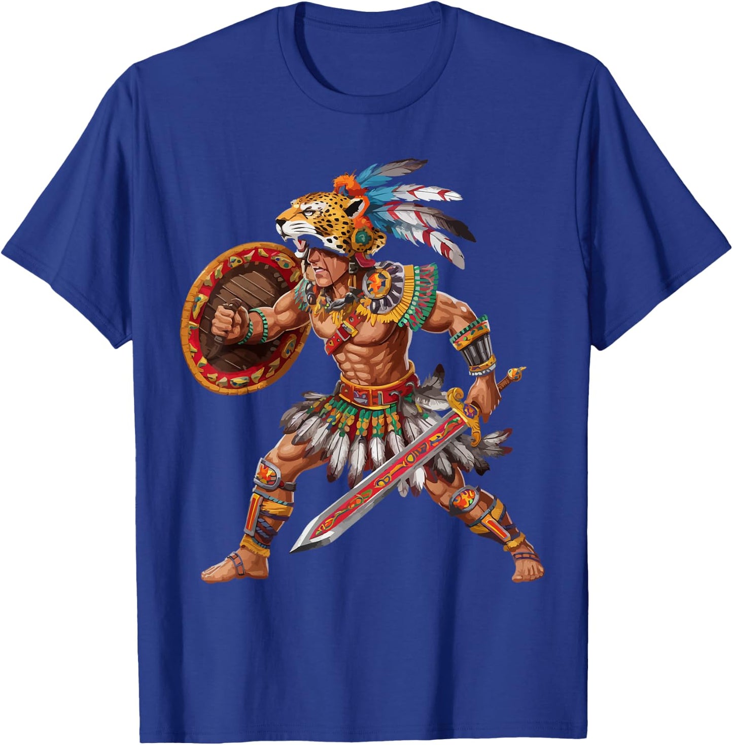 Aztec Jaguar Warrior Aztec Culture Mayan Indigenous T-Shirt - T-Shirt | Royal