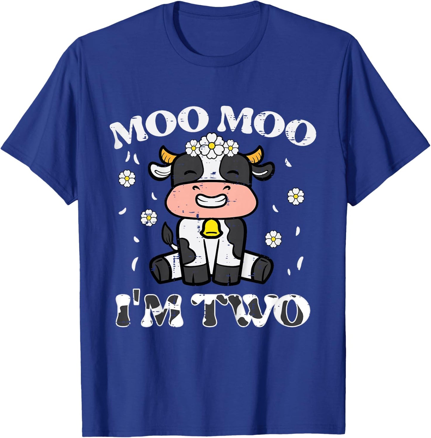 2nd Birthday Cow Moo Moo Im Two 2 Year Old Boys Girls Kids T-Shirt - T-Shirt | Royal