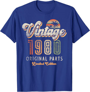 Vintage 1980 Limited Edition 45th Anniversary Palm Retro T-Shirt - T-Shirt | Royal