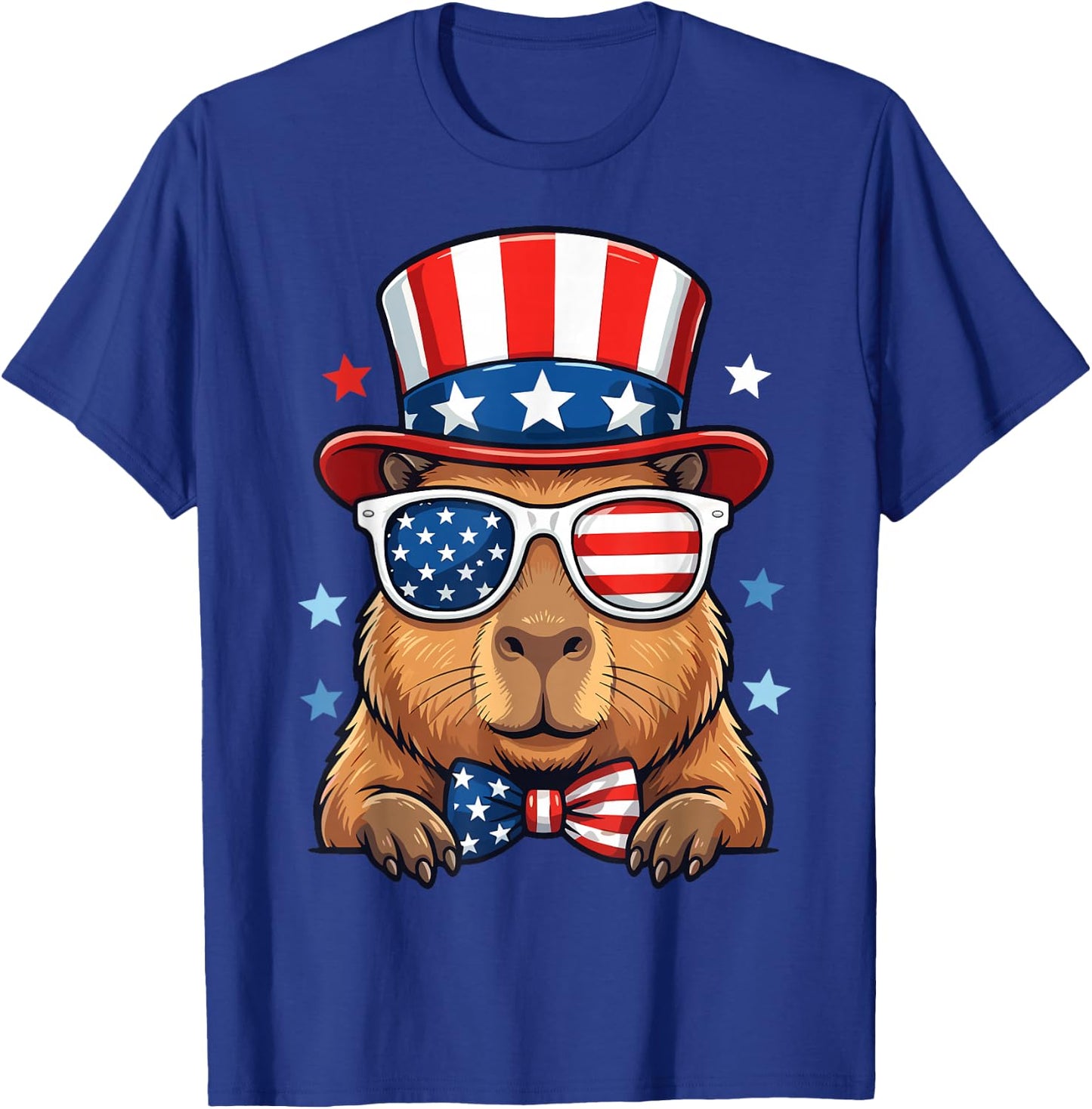 4th of July Capybara Patriotic USA T-Shirt - T-Shirt | Royal