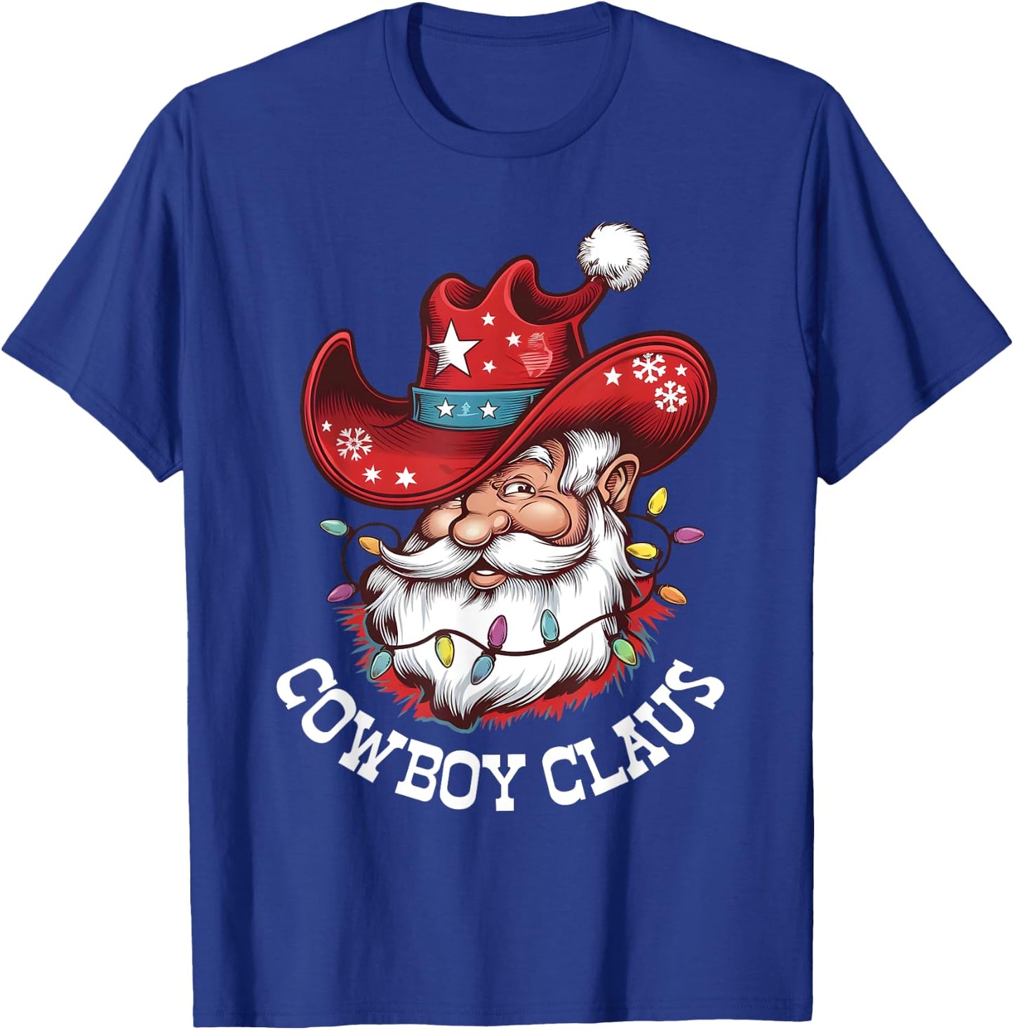 Cowboy Claus Cowboy Santa Hat Xmas Christmas Western Style T-Shirt - T-Shirt | Royal