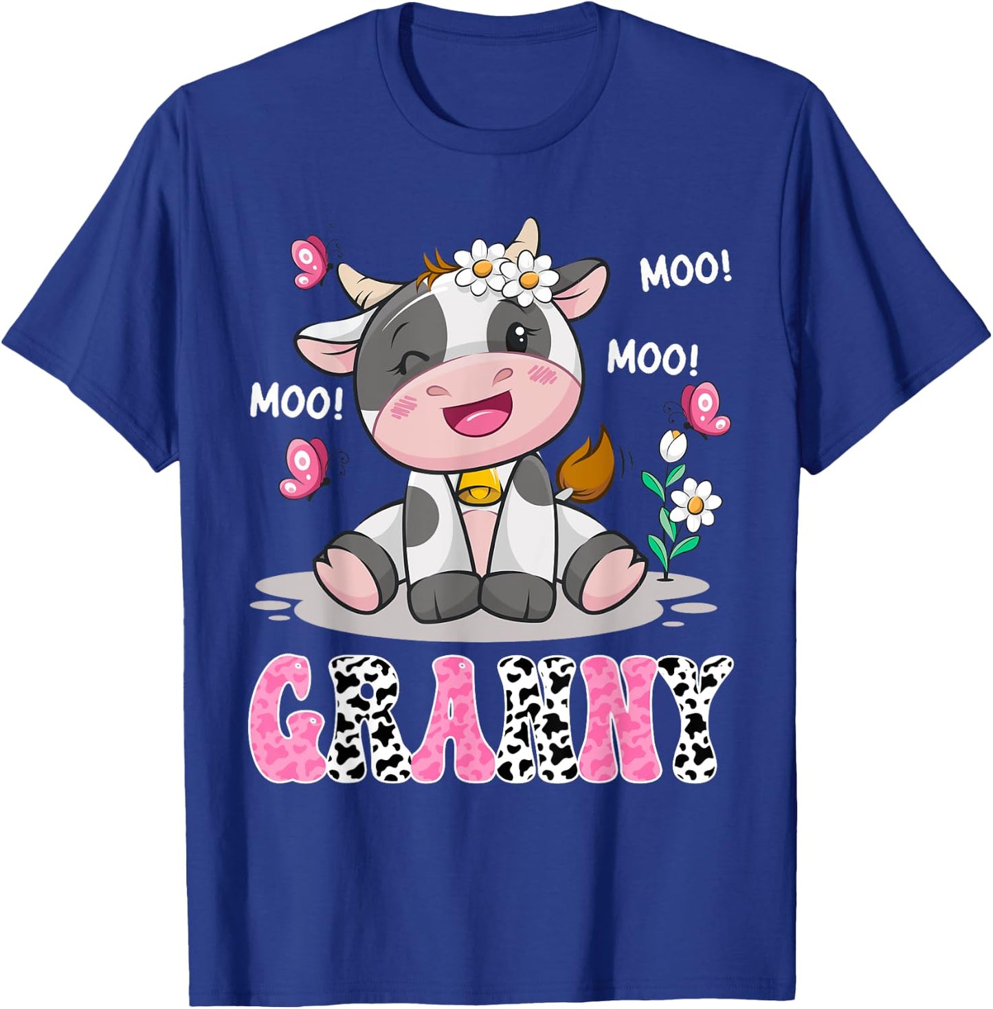 Granny Cute Cow Moo Moo Farmer Birthday Family Matching T-Shirt - T-Shirt | Royal