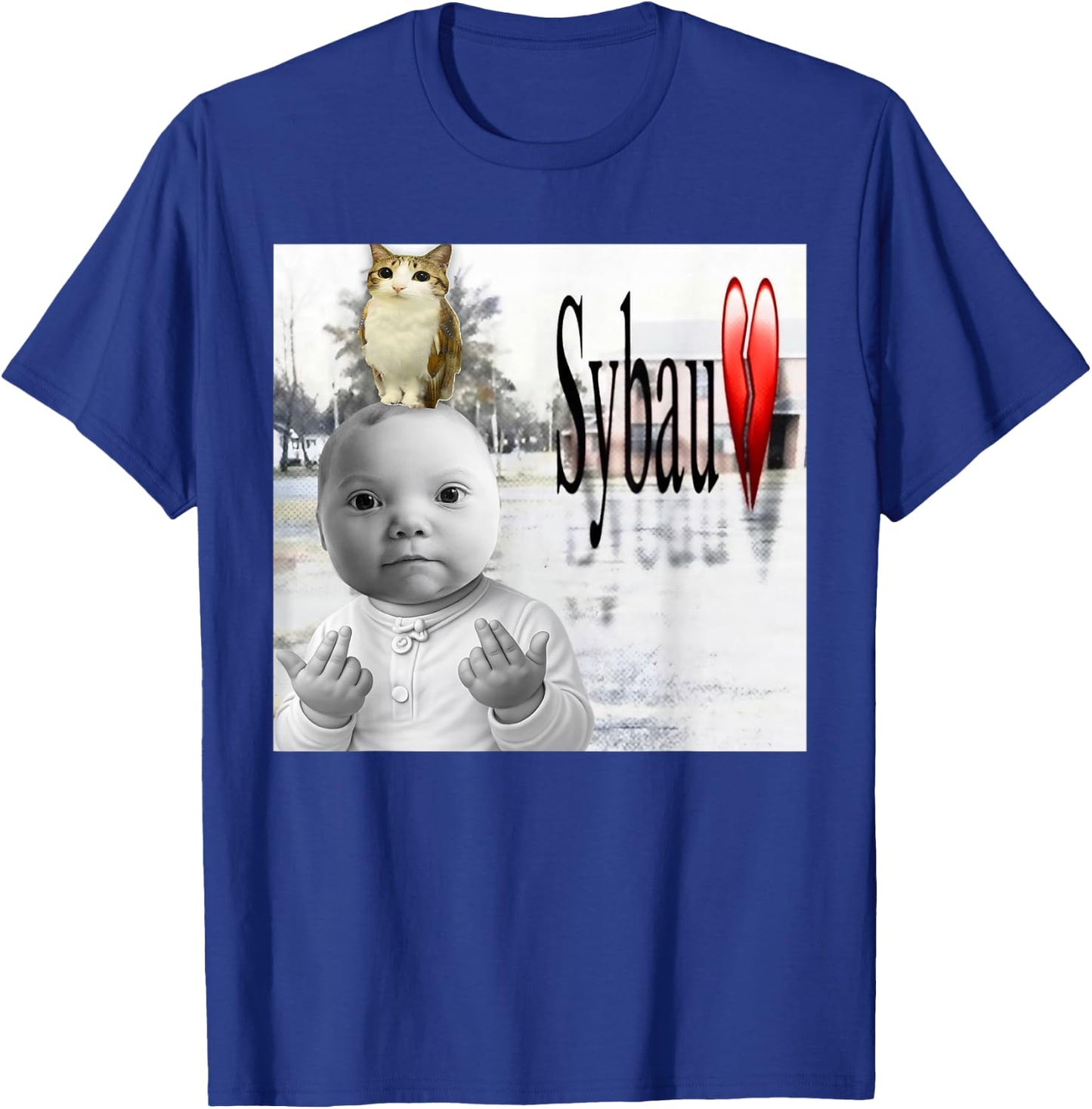 Funny Niche Ai Baby and Meowl SYBAU Tuff Brainrot Meme T-Shirt - T-Shirt | Royal