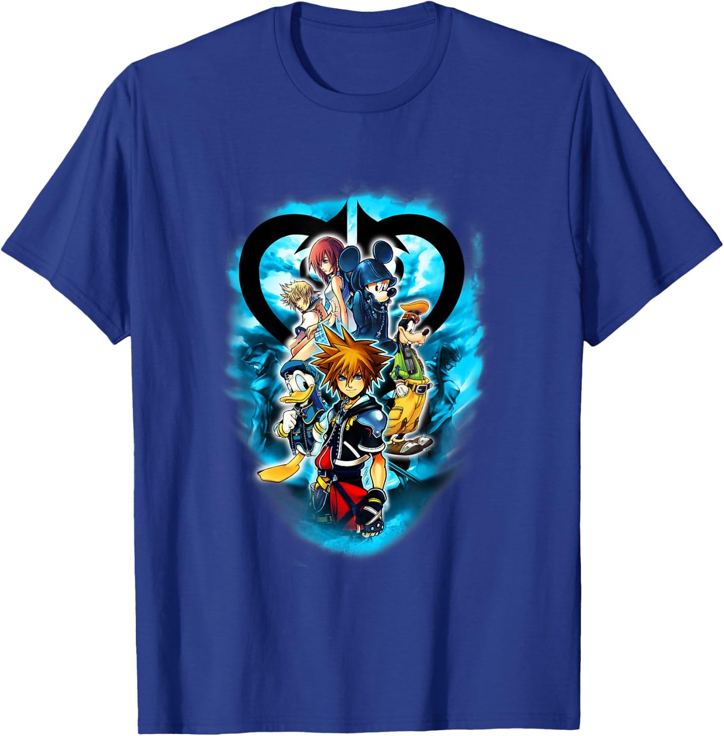 Disney Kingdom Hearts Main Characters Blue Flame Group Shot T-Shirt - T-Shirt | Royal