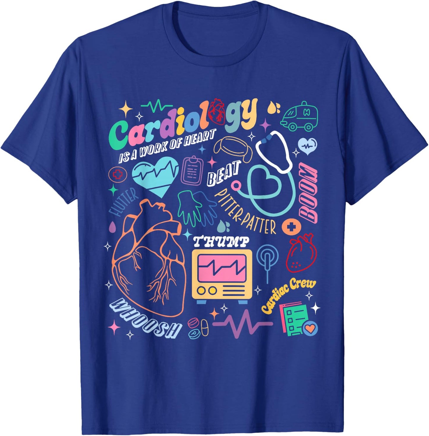 CVICU Cardiac Nurse Retro Anatomy Cardiology Human Heart RN T-Shirt - T-Shirt | Royal