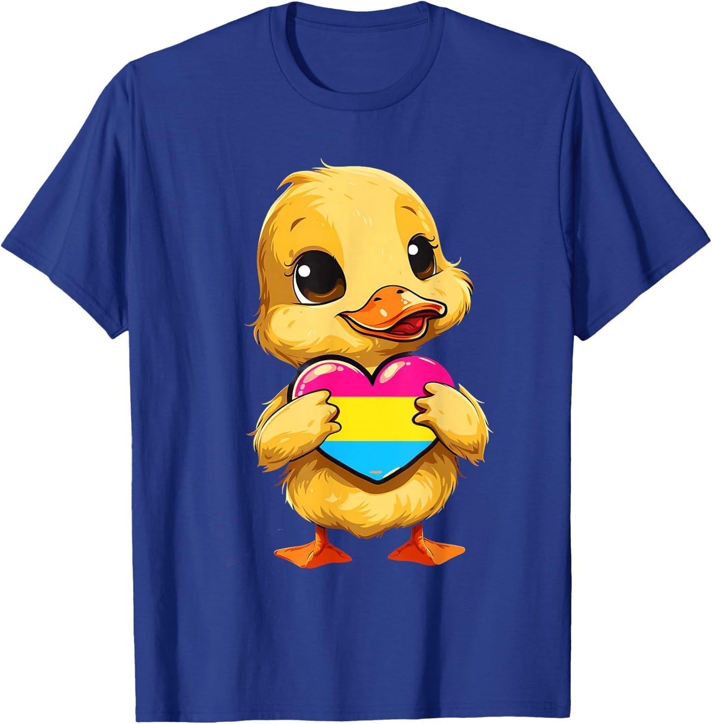 Pan Pride Duck Pansexuality Pansexual Pride Heart Pan Flag T-Shirt - T-Shirt | Royal
