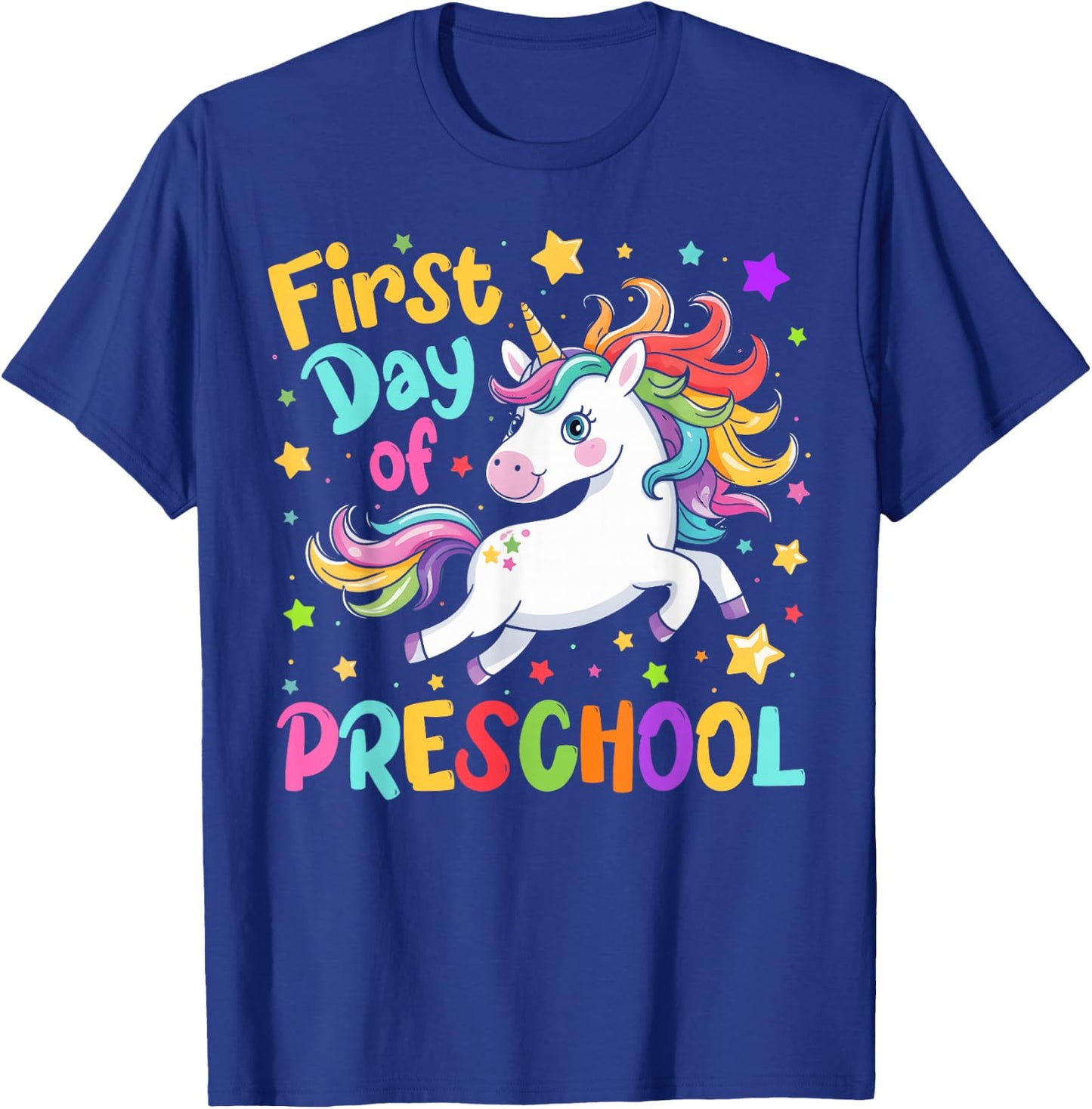 First Day Of Preschool Back To School Unicorn T-Shirt - T-Shirt | Royal