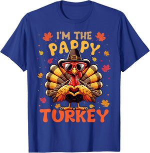 I'm the Pappy Turkey Matching 2024 Family Thanksgiving T-Shirt - T-Shirt | Royal