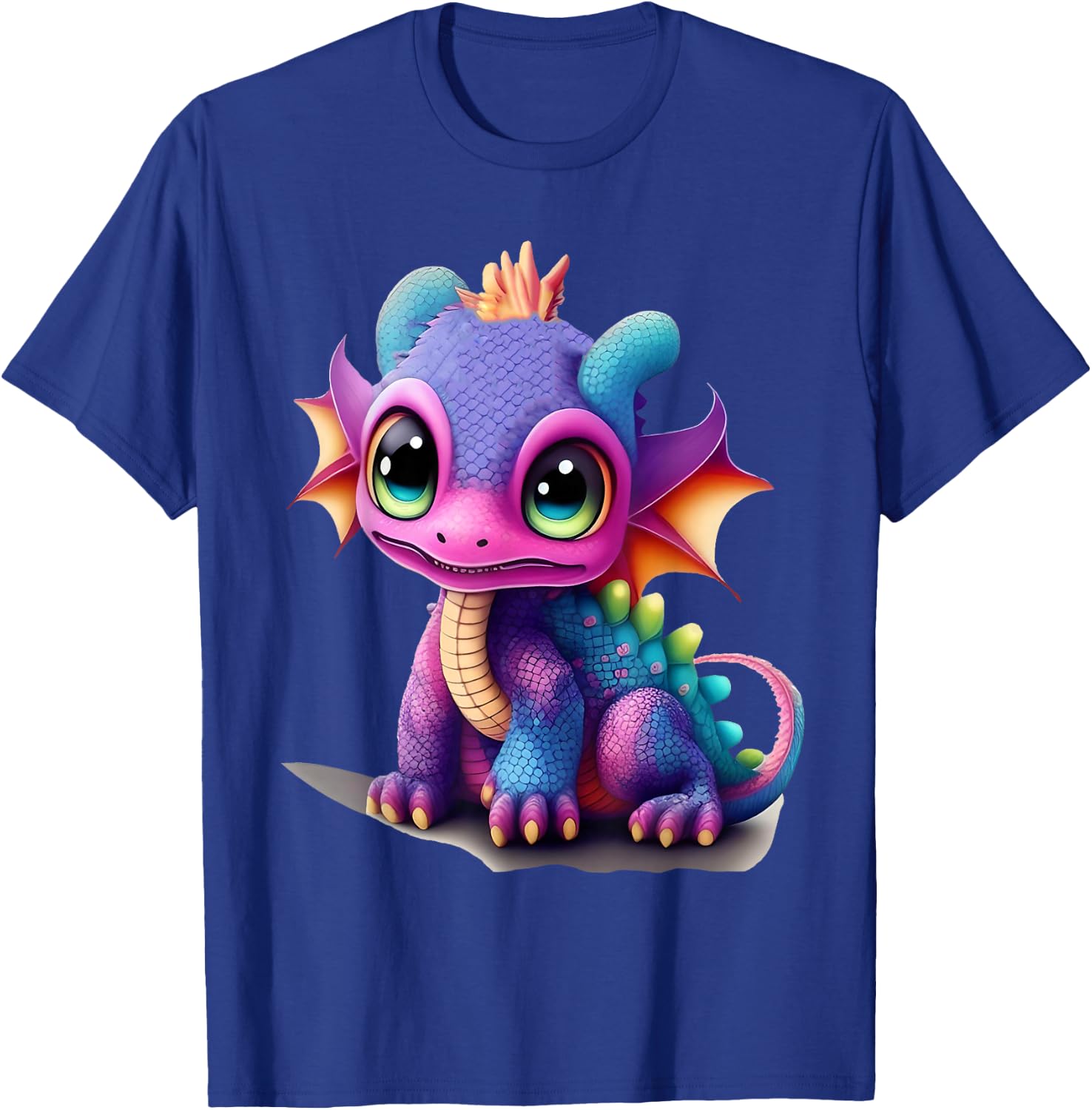 Girls Boys Dragon Dino Children's Colourful Rainbow Colourful Fashion , black T-Shirt - T-Shirt | Royal