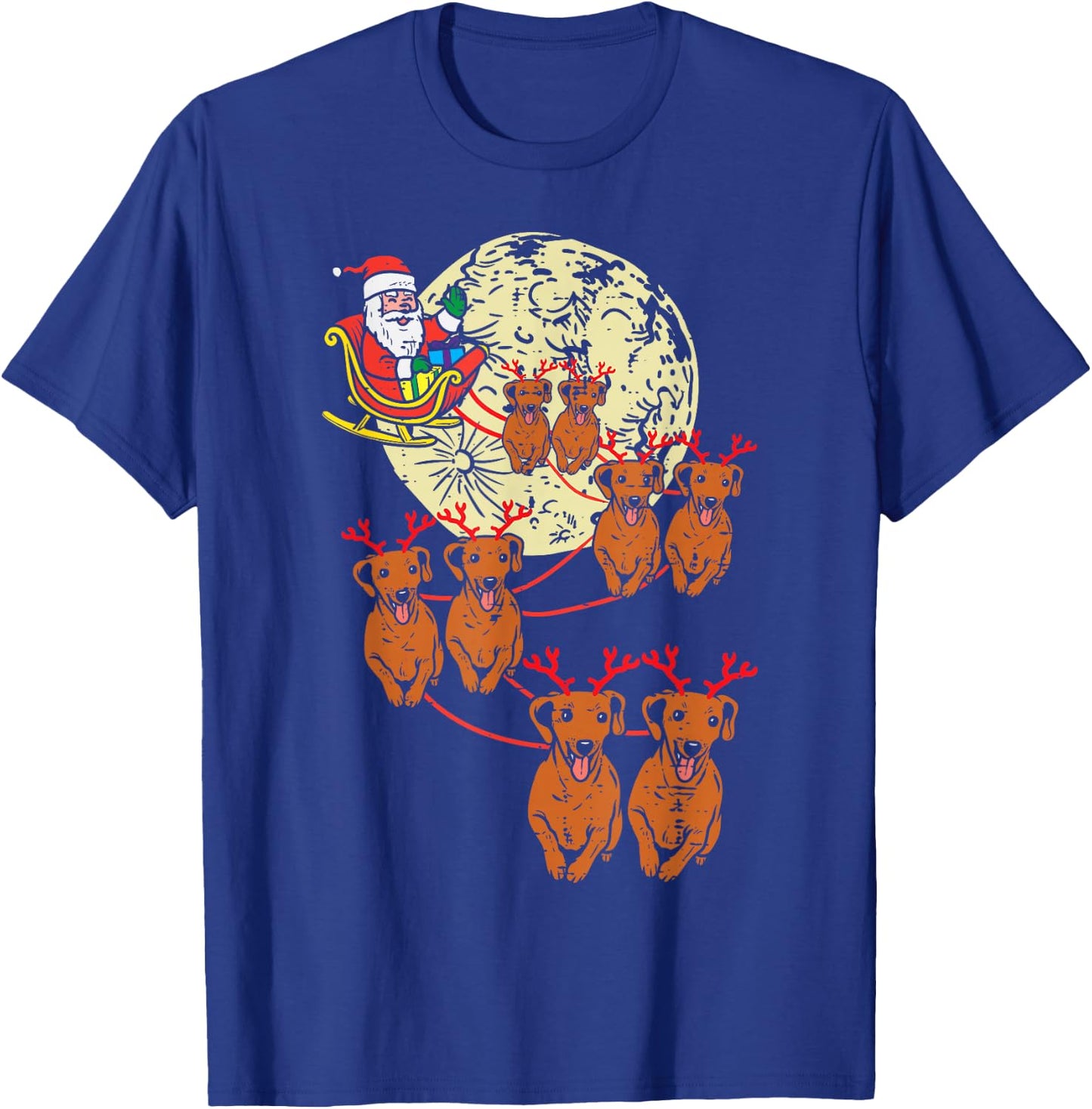Reindeer Dachshund Santa Christmas Pet Weiner Dog Xmas PJ T-Shirt - T-Shirt | Royal
