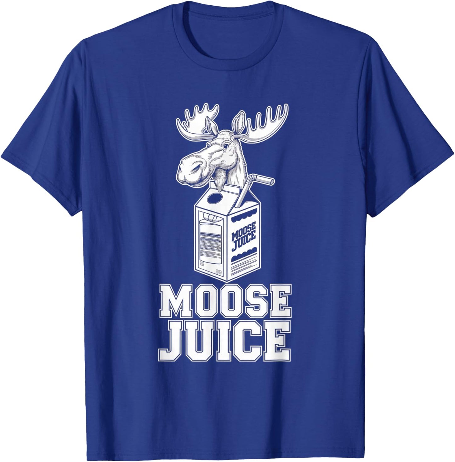 Funny Moose Drinking Moose Juice Cartoon T-Shirt - T-Shirt | Royal