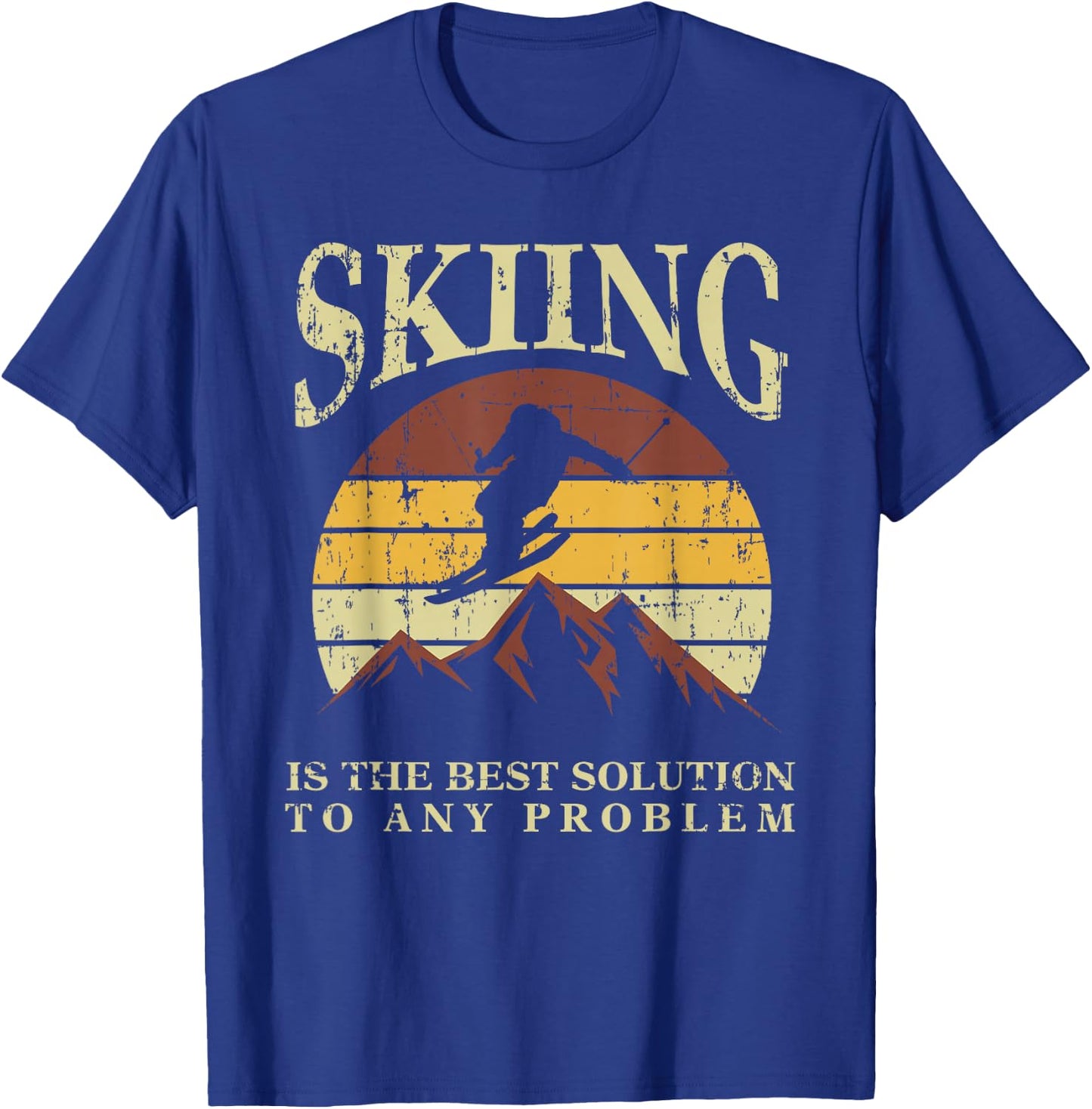 Funny Skiing Ski Skiier Winter Sports Enthusiast Gag Outfit T-Shirt - T-Shirt | Royal