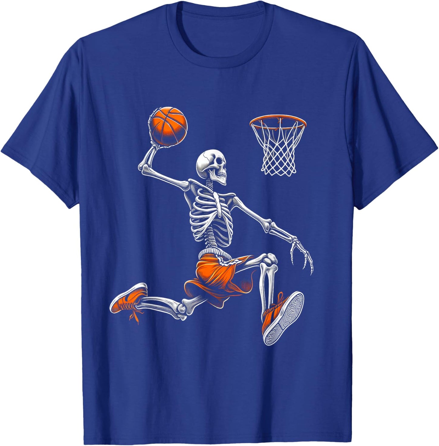 Skeleton Dunking Basketball Funny Sports Lover T-Shirt - T-Shirt | Royal
