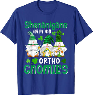 Shenanigans With My Ortho Gnomies St Patricks Day Gnome T-Shirt - T-Shirt | Royal