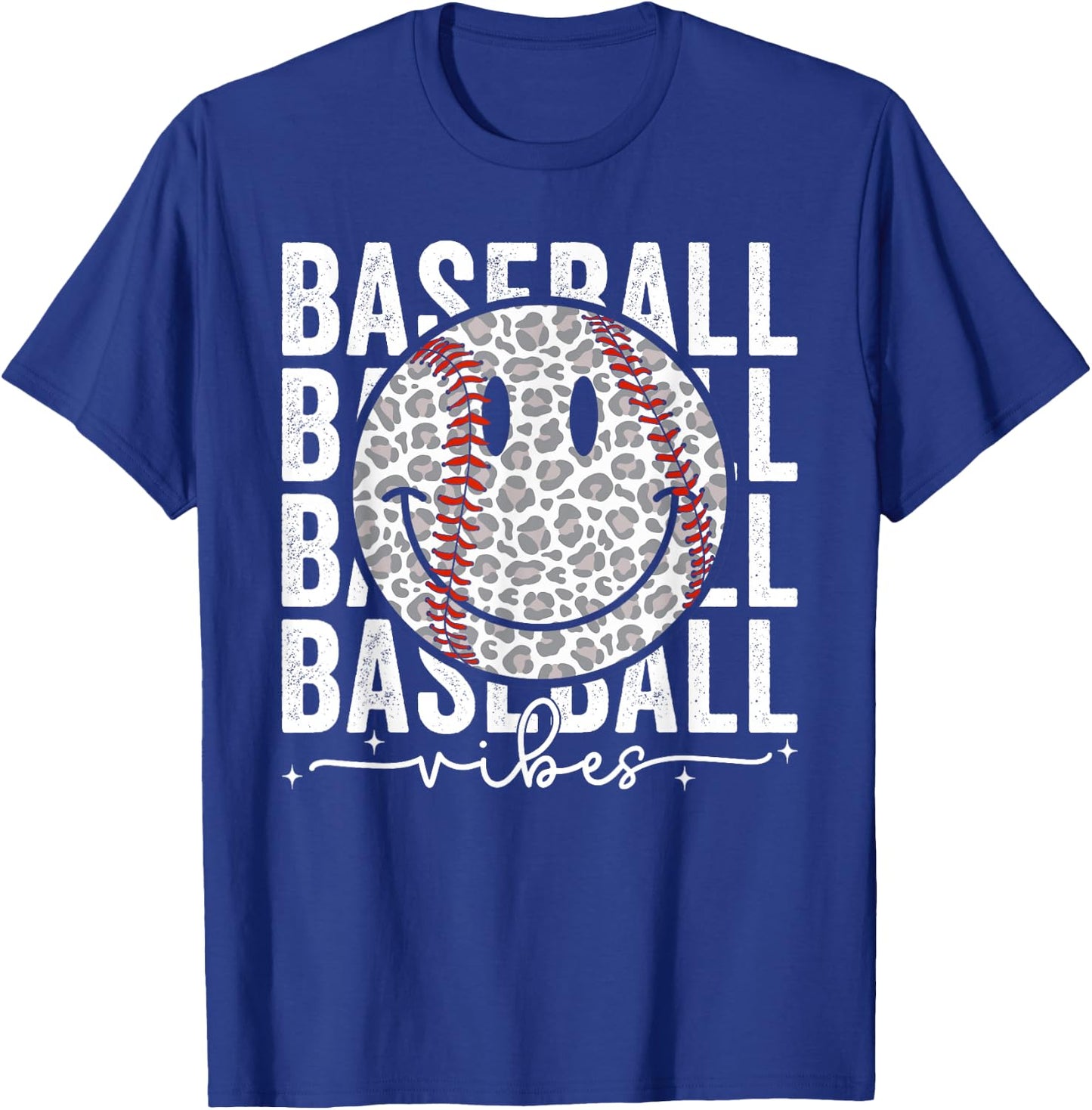 Funny Leopard Baseball Vibes Game Day Softball Life Mom T-Shirt - T-Shirt | Royal