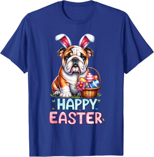 Happy Easter Day English Bulldog Cute Easter Bunny Women Kid T-Shirt - T-Shirt | Royal