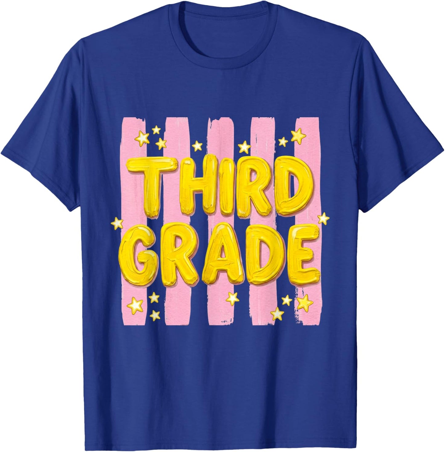 Striped Third Grade Teacher Student First Day of 3rd Grade T-Shirt - T-Shirt | Royal