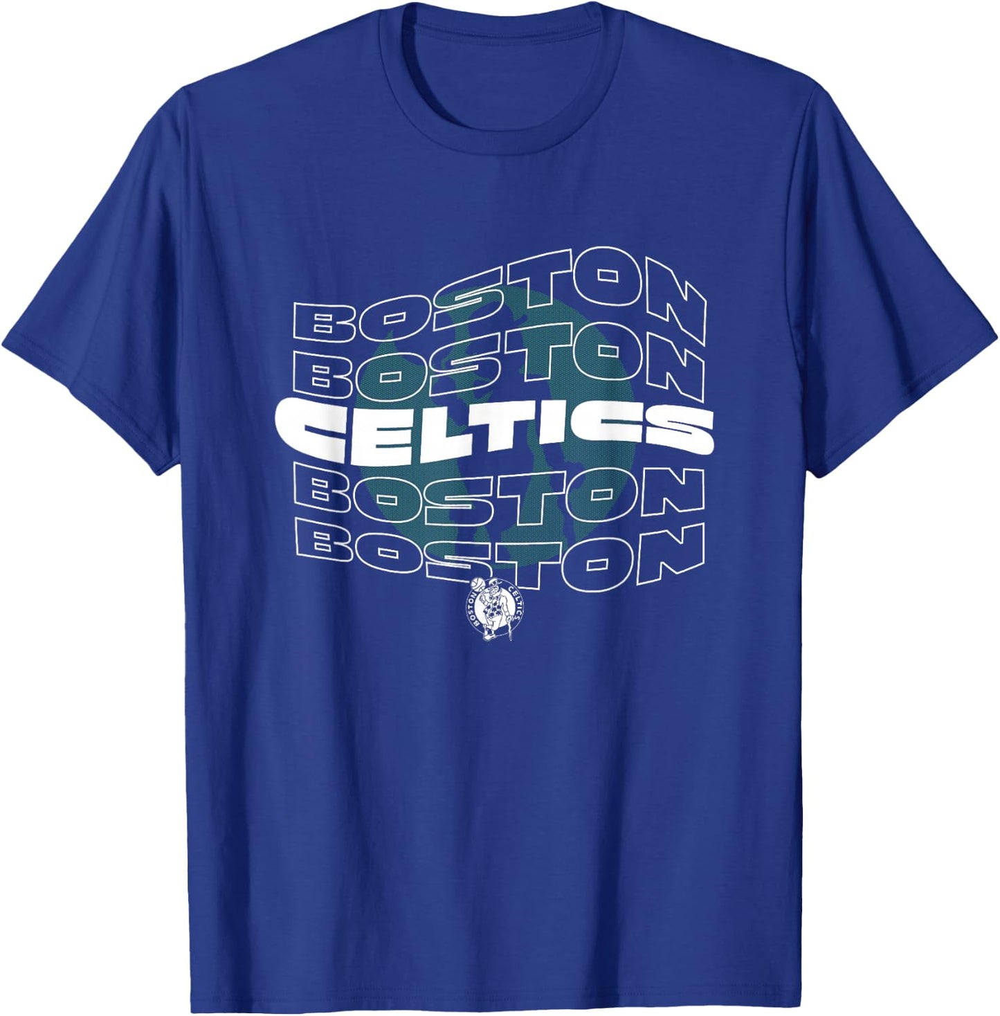 NBA Boston Celtics Wave Outline Logo Stack T-Shirt - T-Shirt | Royal