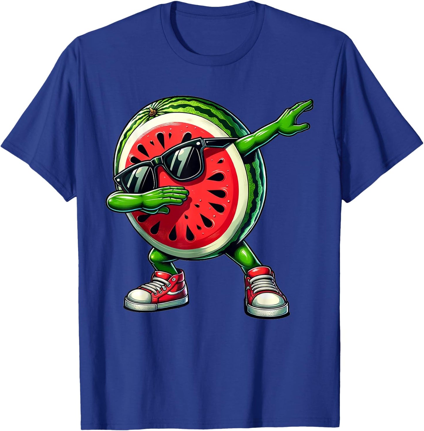 Dabbing Watermelon Funny Melons with Fruit Motif , black T-Shirt - T-Shirt | Royal