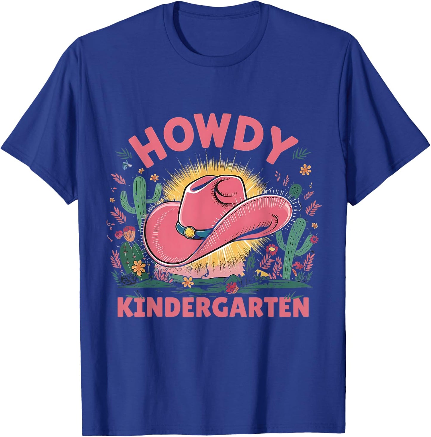 Howdy Kindergarten Western Cowgirls Cowboys Back To School T-Shirt - T-Shirt | Royal