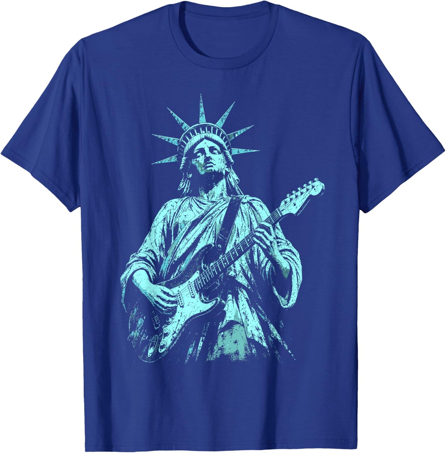 4th of July Statue of Liberty Guitar 1776 2026 T-Shirt - T-Shirt | Royal
