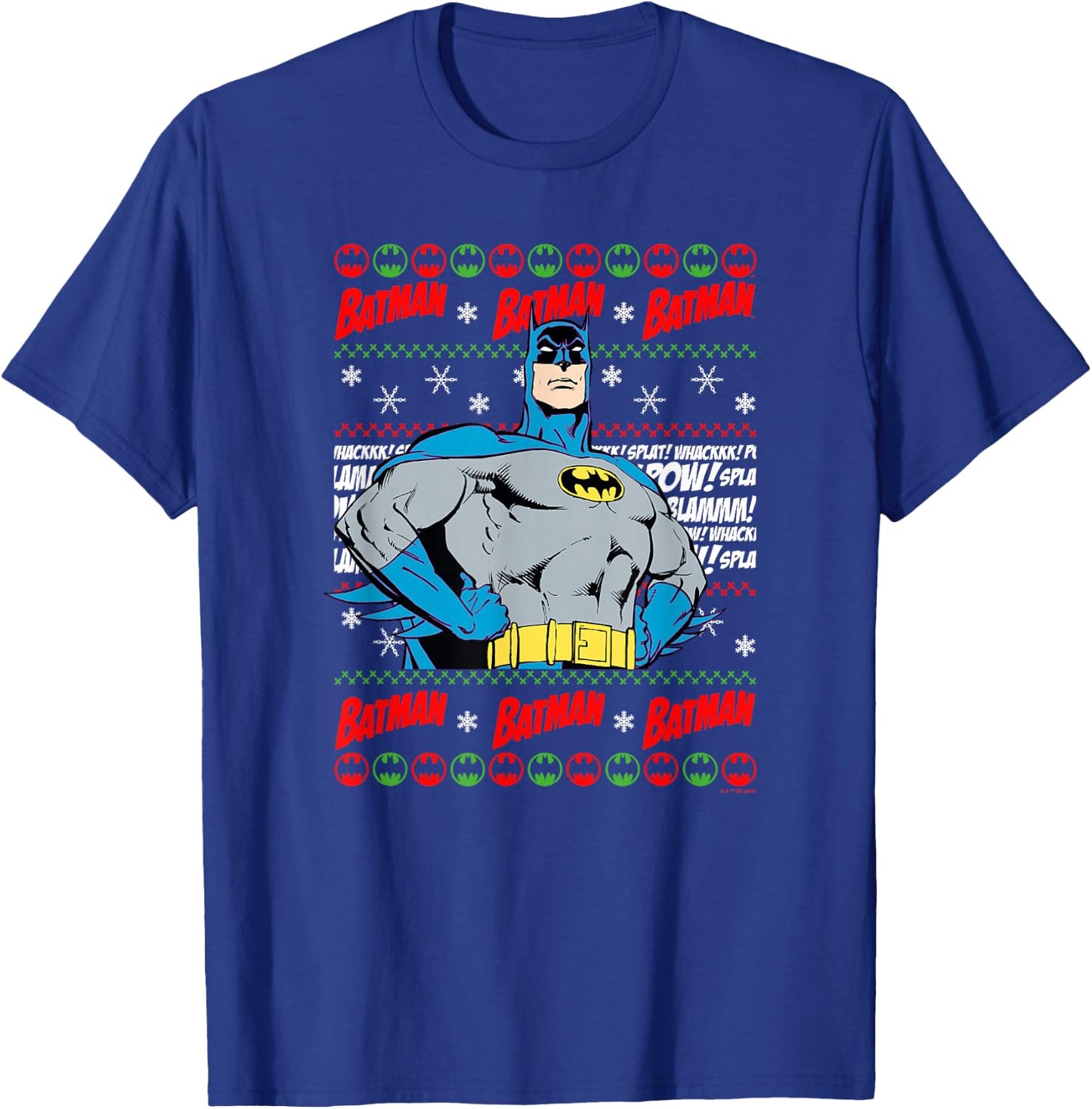 DC Comics Batman Christmas Classic Batman Ugly Sweater T-Shirt - T-Shirt | Royal