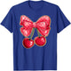 Cute Coquette Bows with Cherries and Hearts Aesthetic Bow T-Shirt - T-Shirt | Royal