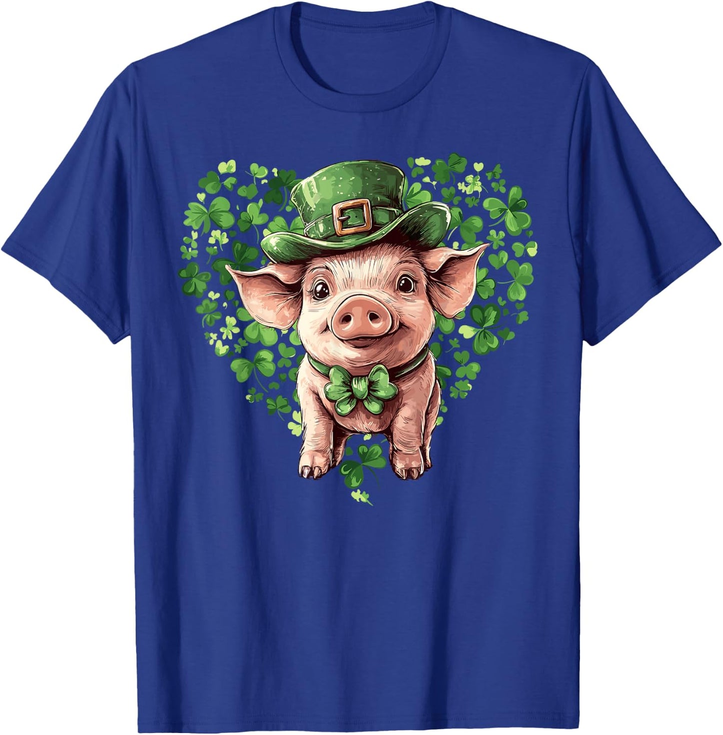 Funny St. Patrick’s Day Pig Lucky Shamrock Irish Farm T-Shirt - T-Shirt | Royal