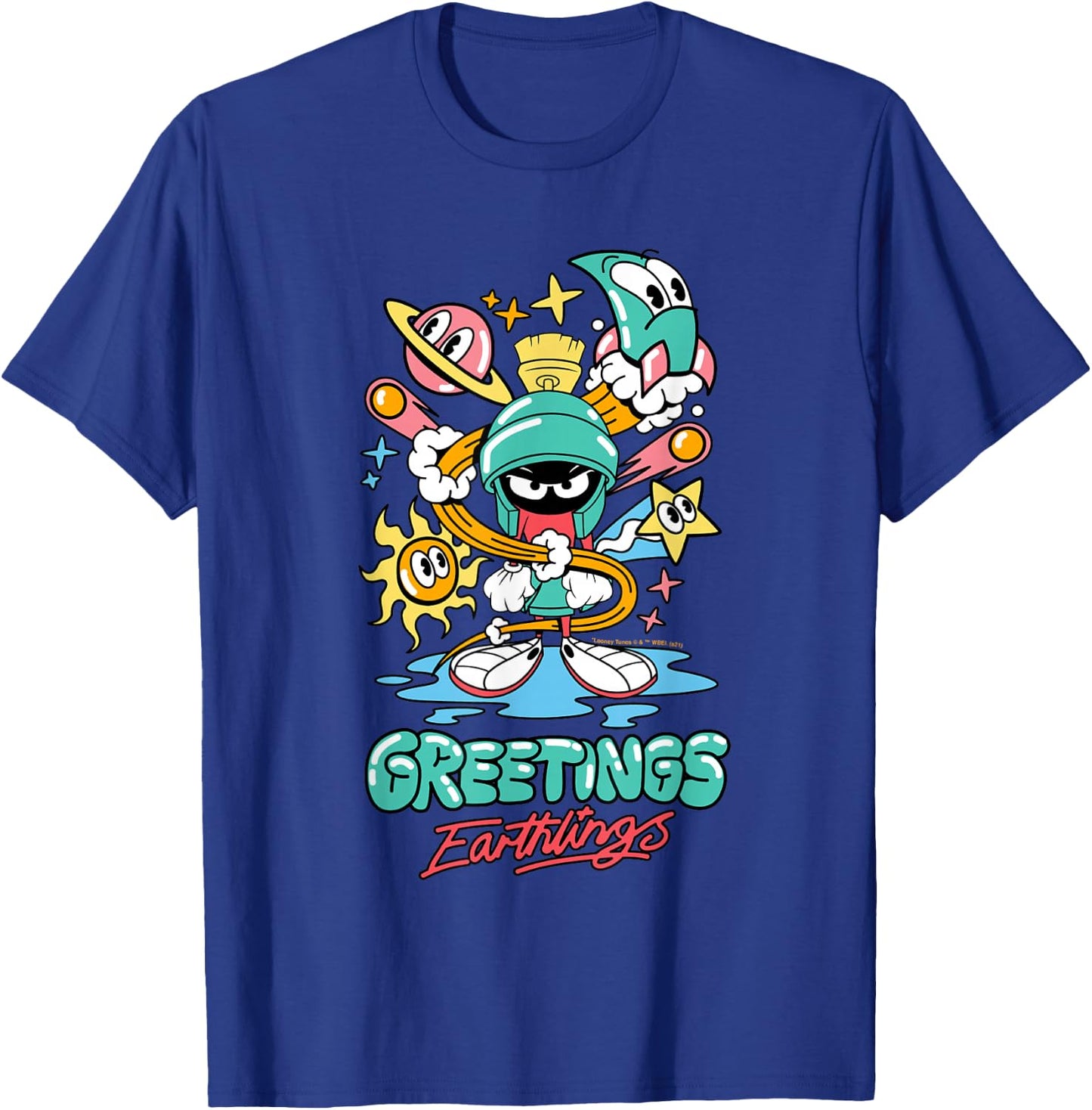 Marvin The Martian Greetings Earthlings Small T-Shirt - T-Shirt | Royal