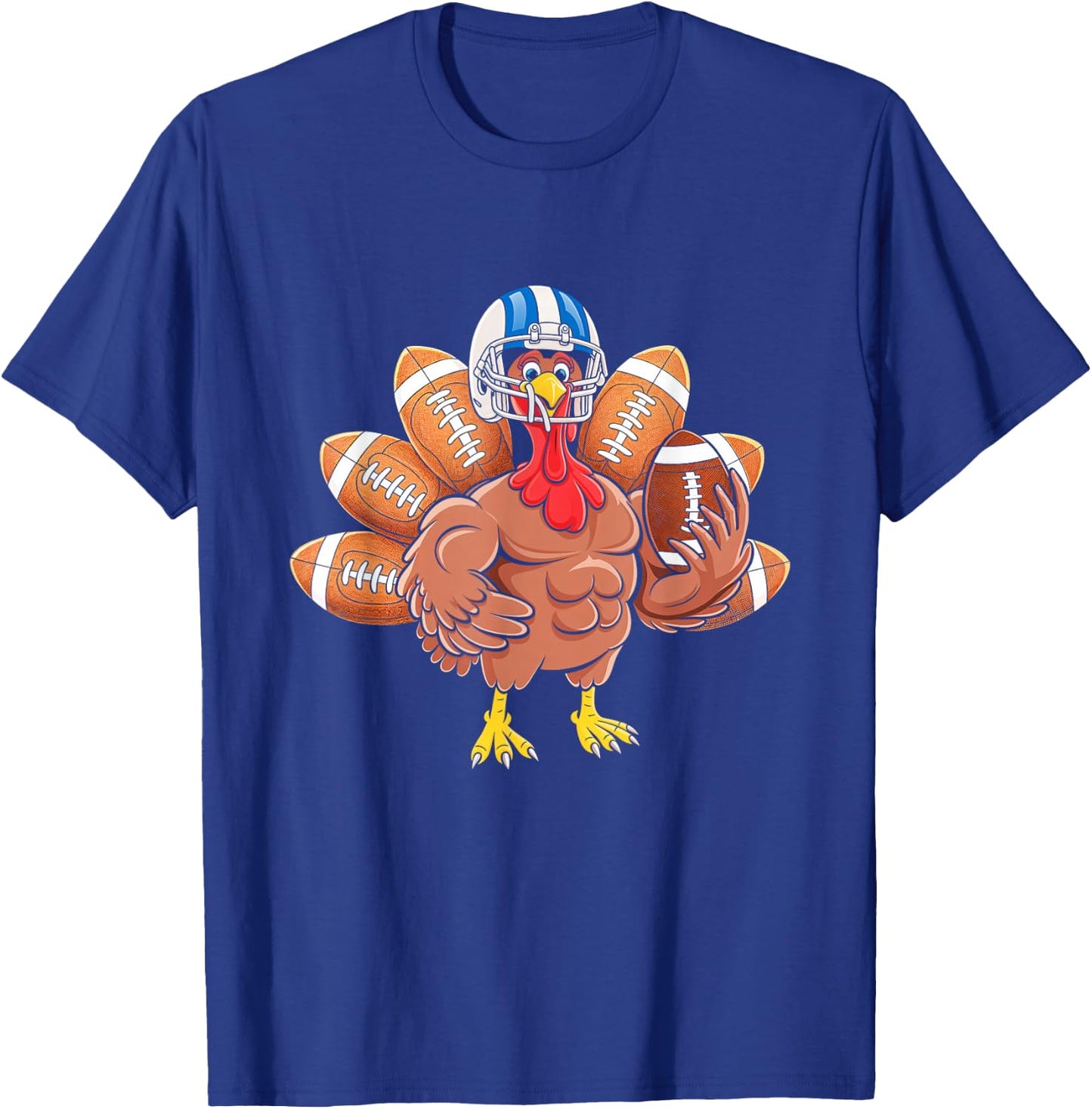 Turkey Football Thanksgiving Sport Turkey Day Football T-Shirt - T-Shirt | Royal