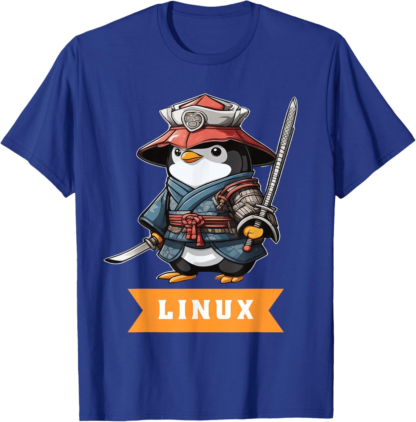 Linux Samurai Programming Penguin Nerd IT Warrior T-Shirt - T-Shirt | Royal