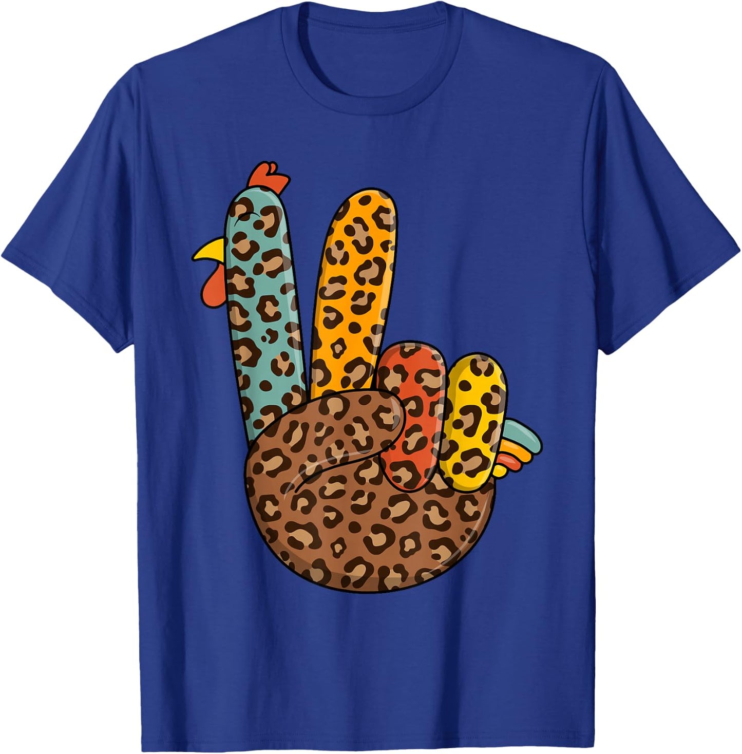 Peace Sign Turkey Hand Cool Thanksgiving Hippie Men Women T-Shirt - T-Shirt | Royal