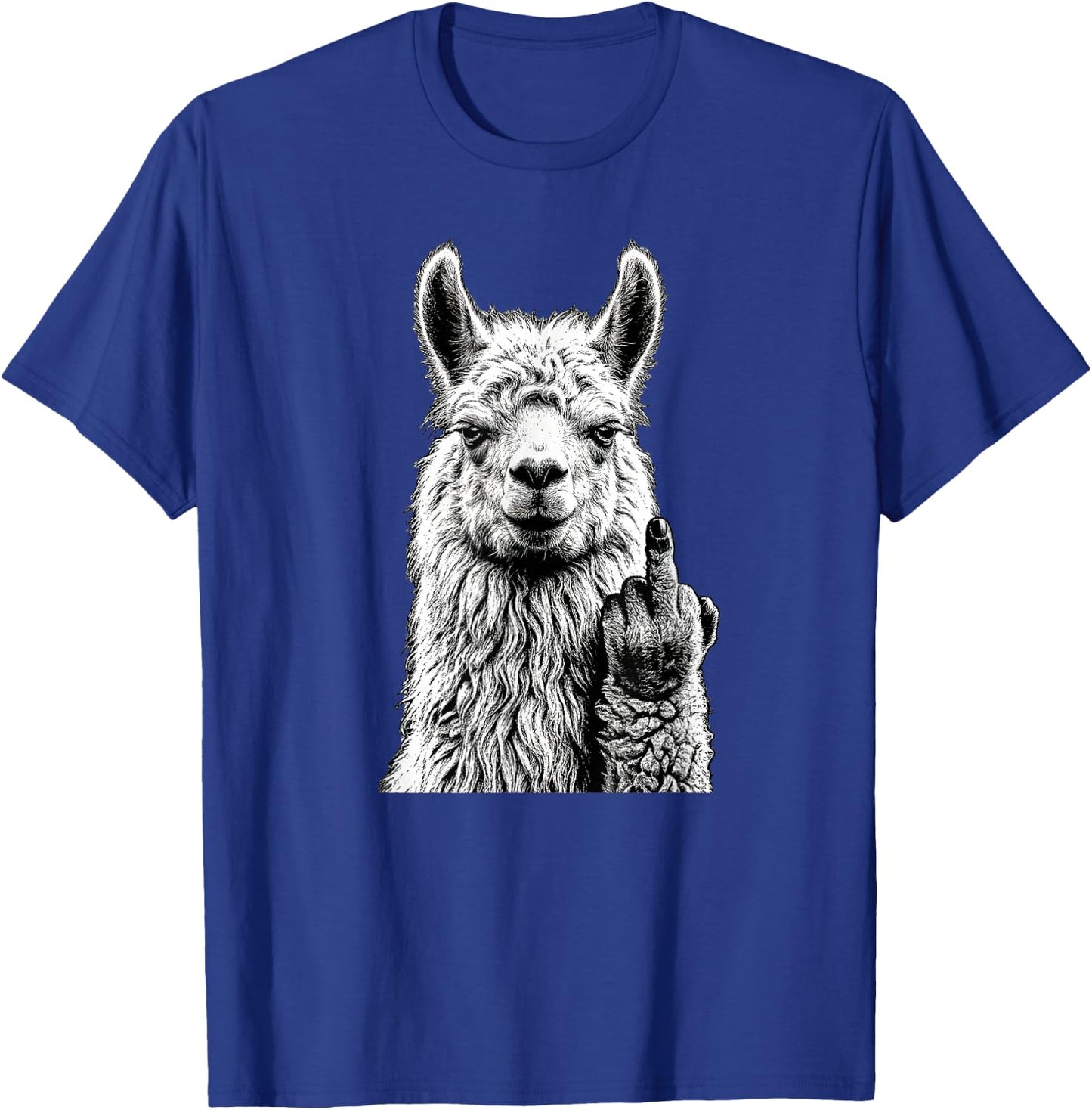 Funny Llama Alpaca Middle Finger Graphic T-Shirt - T-Shirt | Royal
