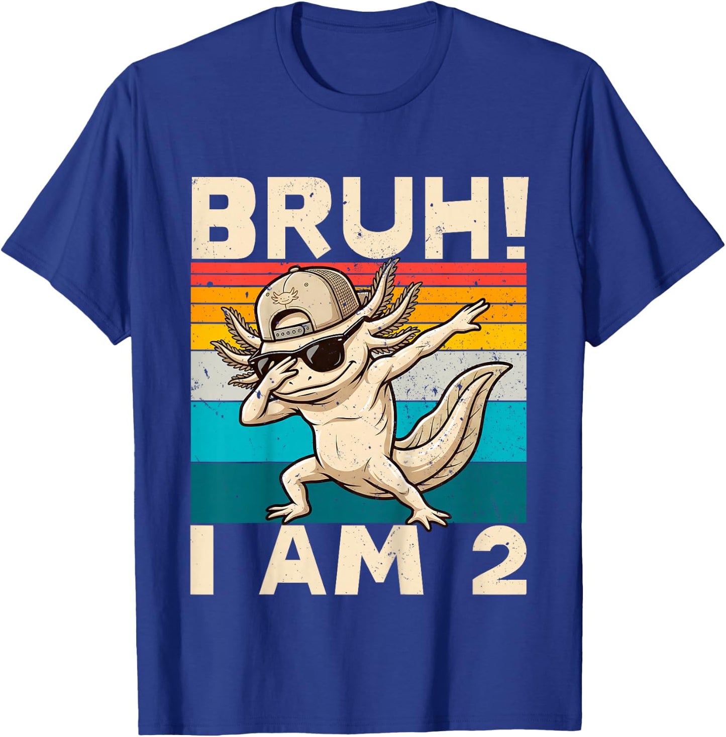 2nd Birthday Birthday Dabbing Axolotl Bruh I Am 2 Years Old T-Shirt - T-Shirt | Royal