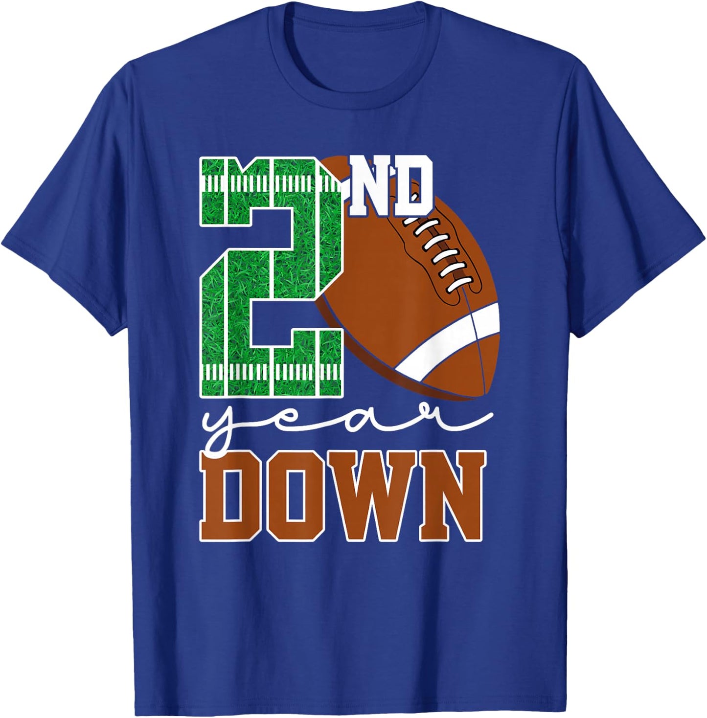2nd Year Down Football Lover Second Birthday Boy Party T-Shirt - T-Shirt | Royal