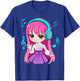 Anime and Music Girl for Teen Chibi Graphic Anime Girl T-Shirt - T-Shirt | Royal
