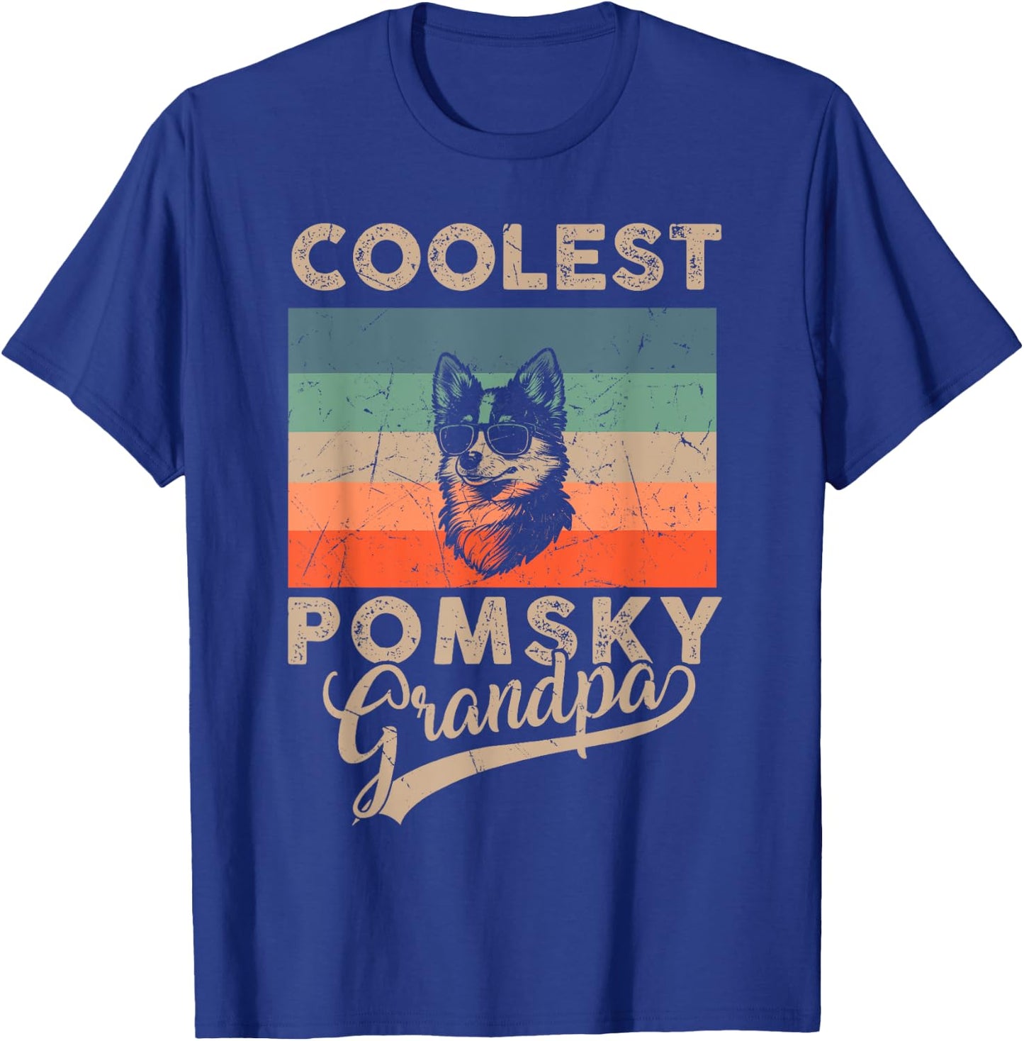 Coolest Pomsky Grandpa Gifts Funny Dog Grandpa Retro T-Shirt - T-Shirt | Royal