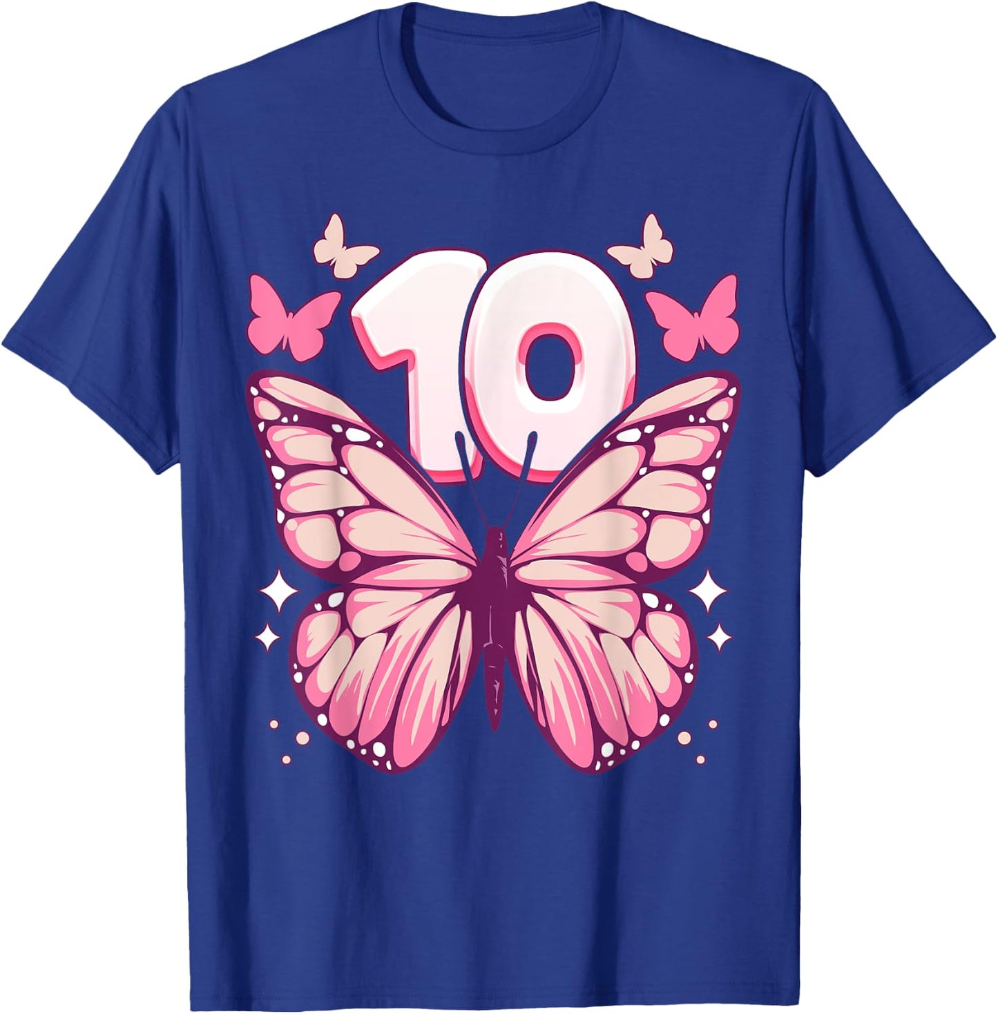 Geburtstag Mädchen 10 Jahre, Schmetterlinge und Nummer 10 T-Shirt - T-Shirt | Royal