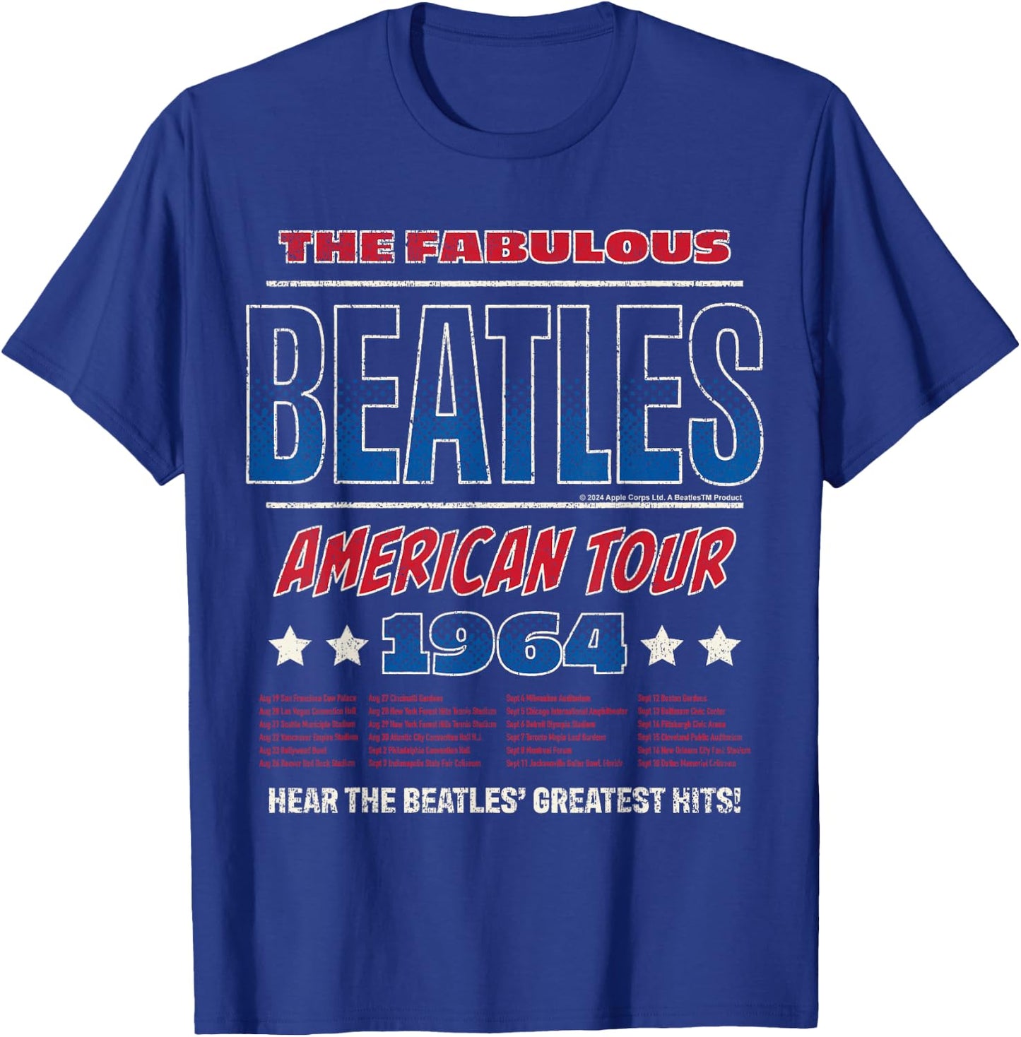 The Beatles - American Tour 1964 Greatest Hits T-Shirt - T-Shirt | Royal
