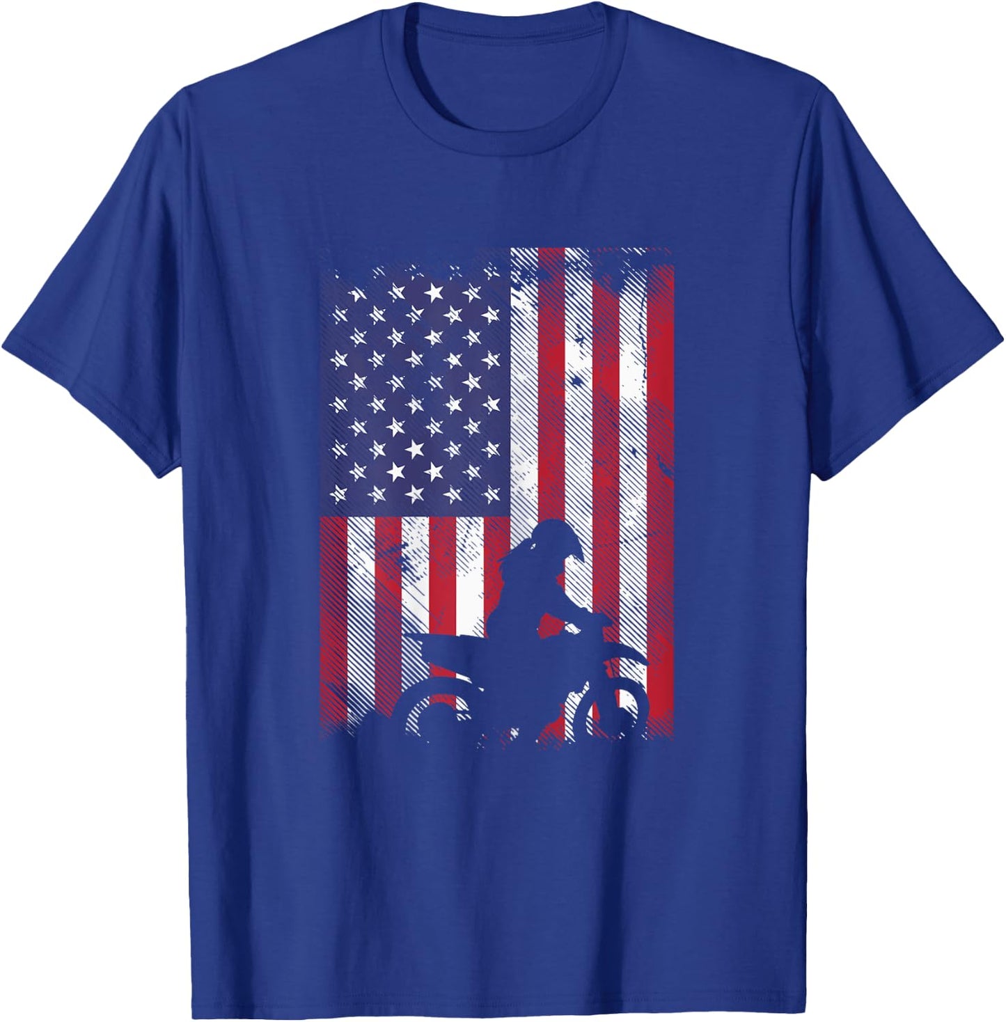 American Flag Dirt Bike Girl Vintage Motocross Racing Gift T-Shirt - T-Shirt | Royal
