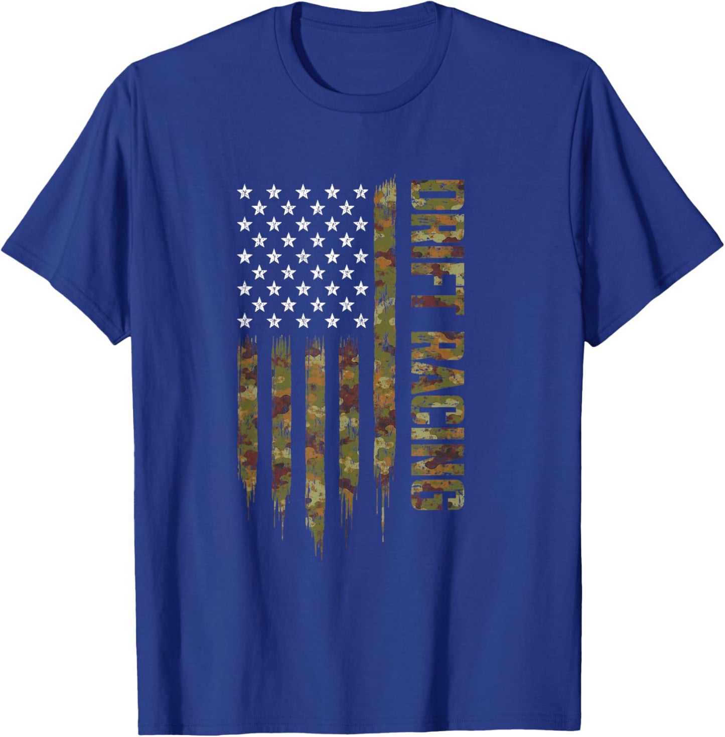 Drift Racing Camouflage Patriotic US American Flag T-Shirt - T-Shirt | Royal